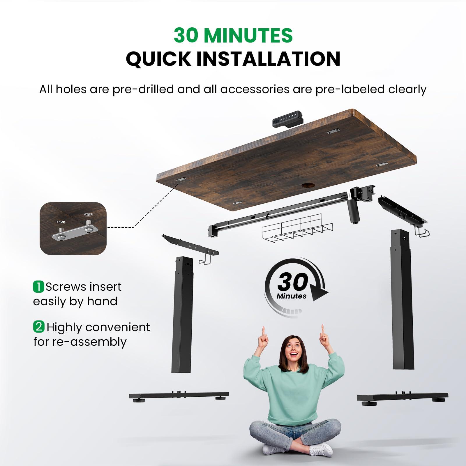 SIAGO Electric Standing Desk Adjustable - 48 x 24 Inch Sit Stand up Desk with Cable Management - 3 Memory Preset Adjustable Height Table - Image 7