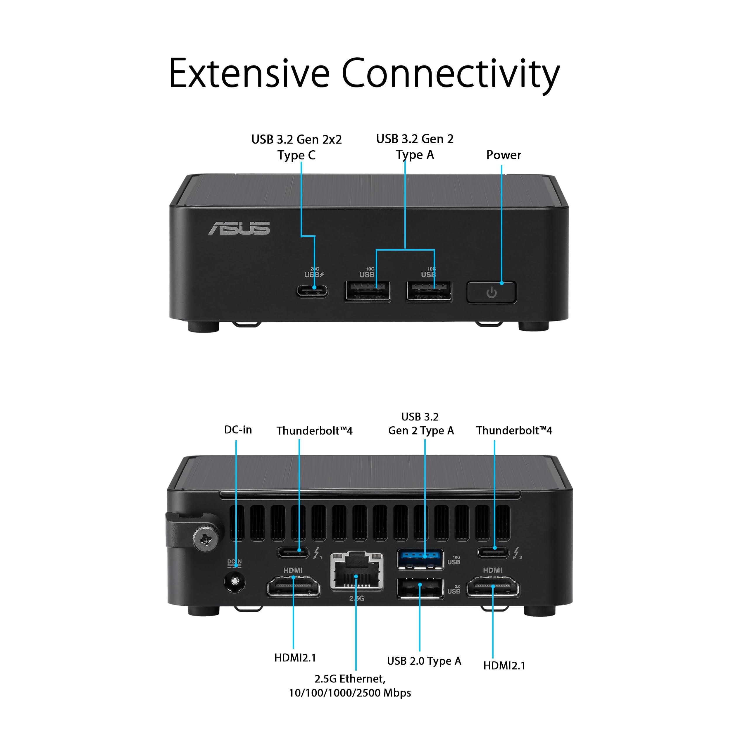 ASUS NUC 14 Pro Tall Full System Mini PC with Intel 14th Gen Core Ultra 7 155H, 32GB DDR5 RAM, 1TB PCIe G4x4 NVMe SSD, Thunderbolt 4,Win 11 Pro, Toolless Chassis Access, VESA Mount Included - Image 4