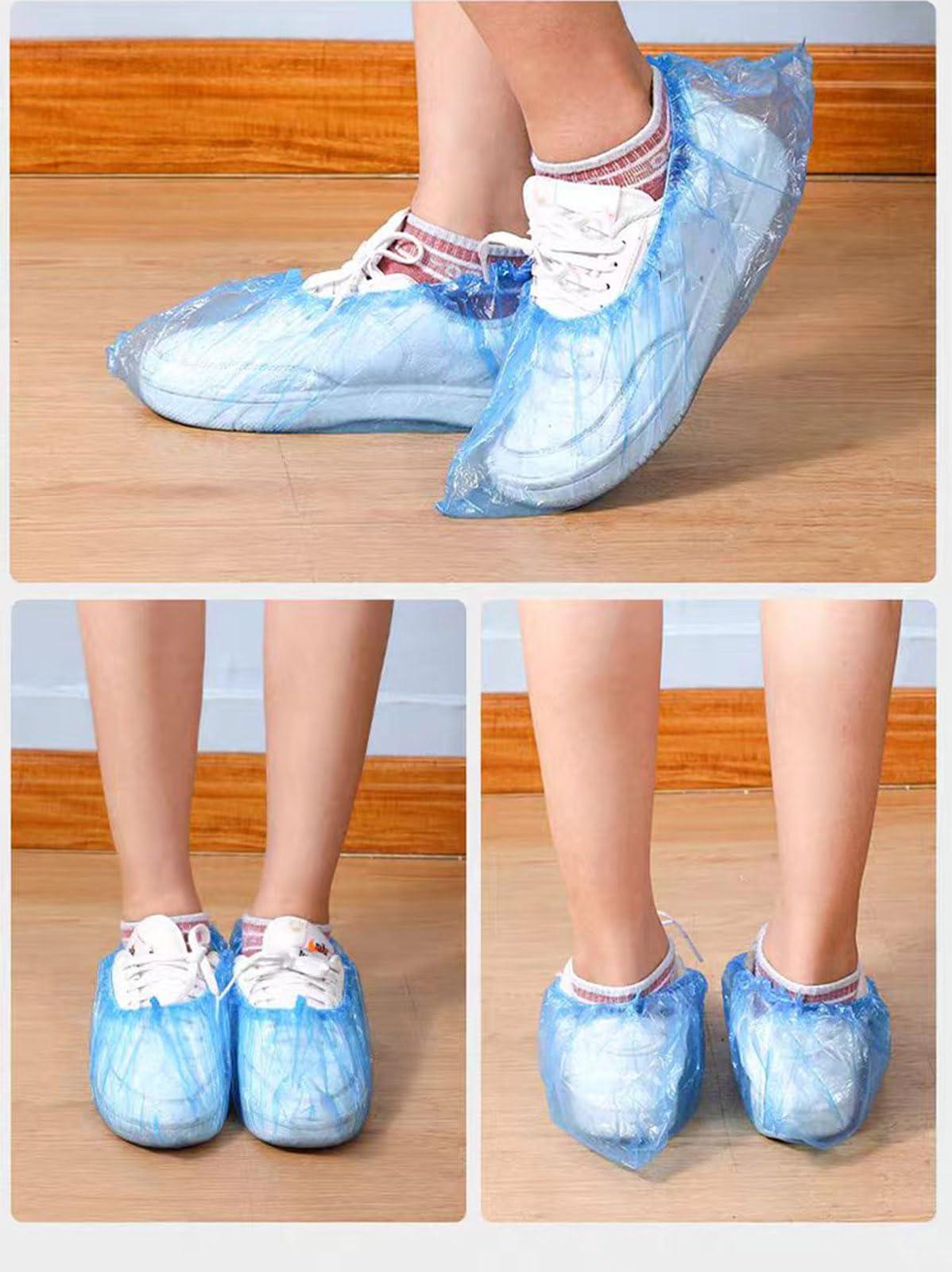 100 Pack Shoe Covers Disposable Non Slip, Premium Waterproof and Recyclable Shoe Booties Covers for Indoors, Fits Up To 9 US Men and 11 US Women Size, 50 Pairs Elastic Caps Plastic Shoe Covers - Image 7