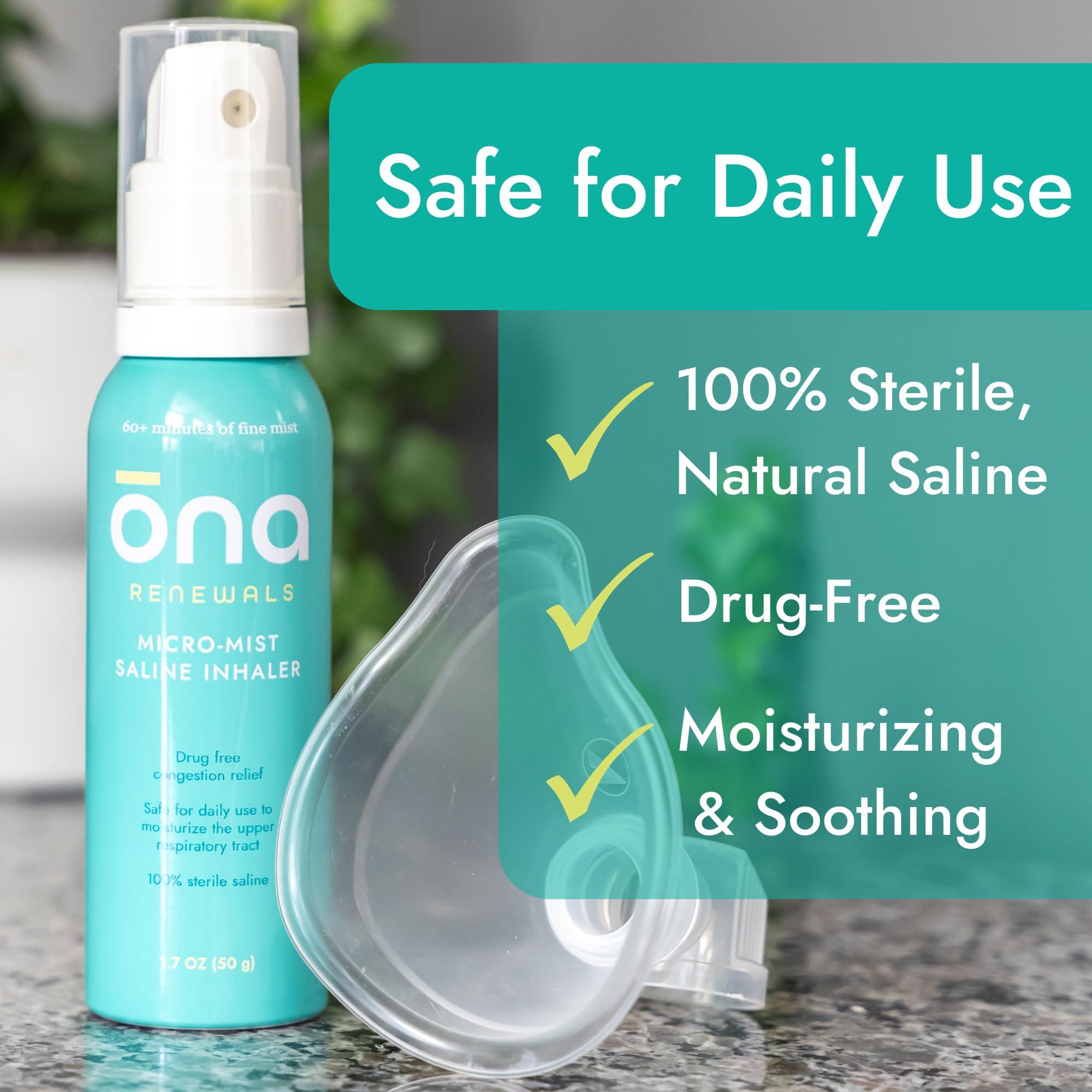 ONA Micro-Mist Saline Inhaler for Congestion, Sinus, Cough & Cold, and Allergy Relief, FSA/HSA Eligible, Unscented, 1.7oz (Pack of 1) - Image 3