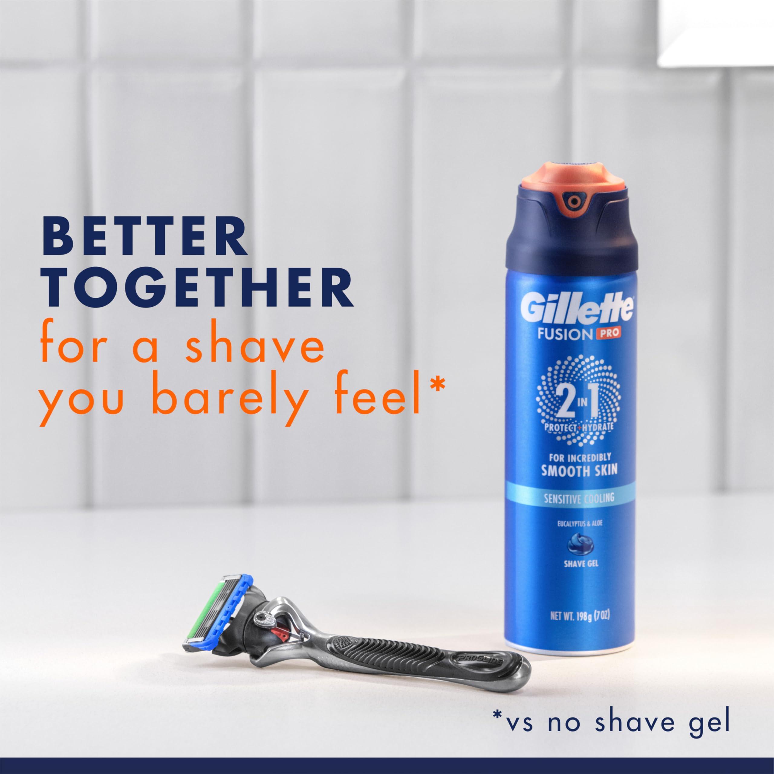 Gillette PRO Shaving Gel For Men Cools To Soothe Skin And Hydrates Facial Hair, 7oz, ProGlide Sensitive 2 in 1 Shave Gel - Image 5
