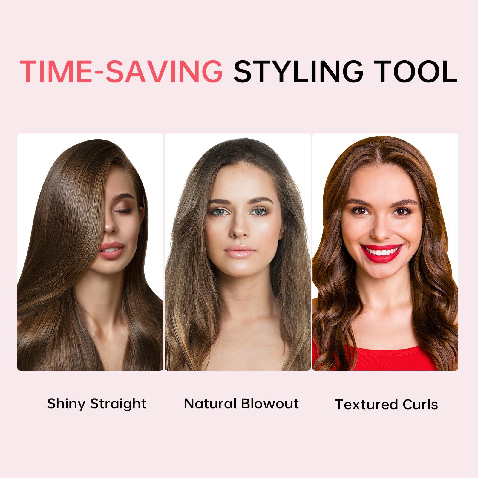Cordless Hair Straightener Brush - Portable Straightener Brush with 9 Temp Settings, Mini Straightening Comb for Travel, 9600mAh Rechargeable Batt & 224 Million Negative Ions (Pink) - Image 9