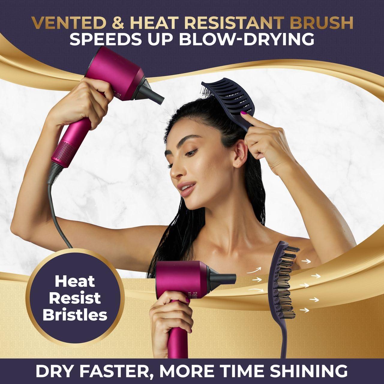 BEAUXSOI Vented Detangling Brush for Wet or Dry, Thick, Coily, and Curly Hair | Curved Vent Brush for Blow Drying - Image 4