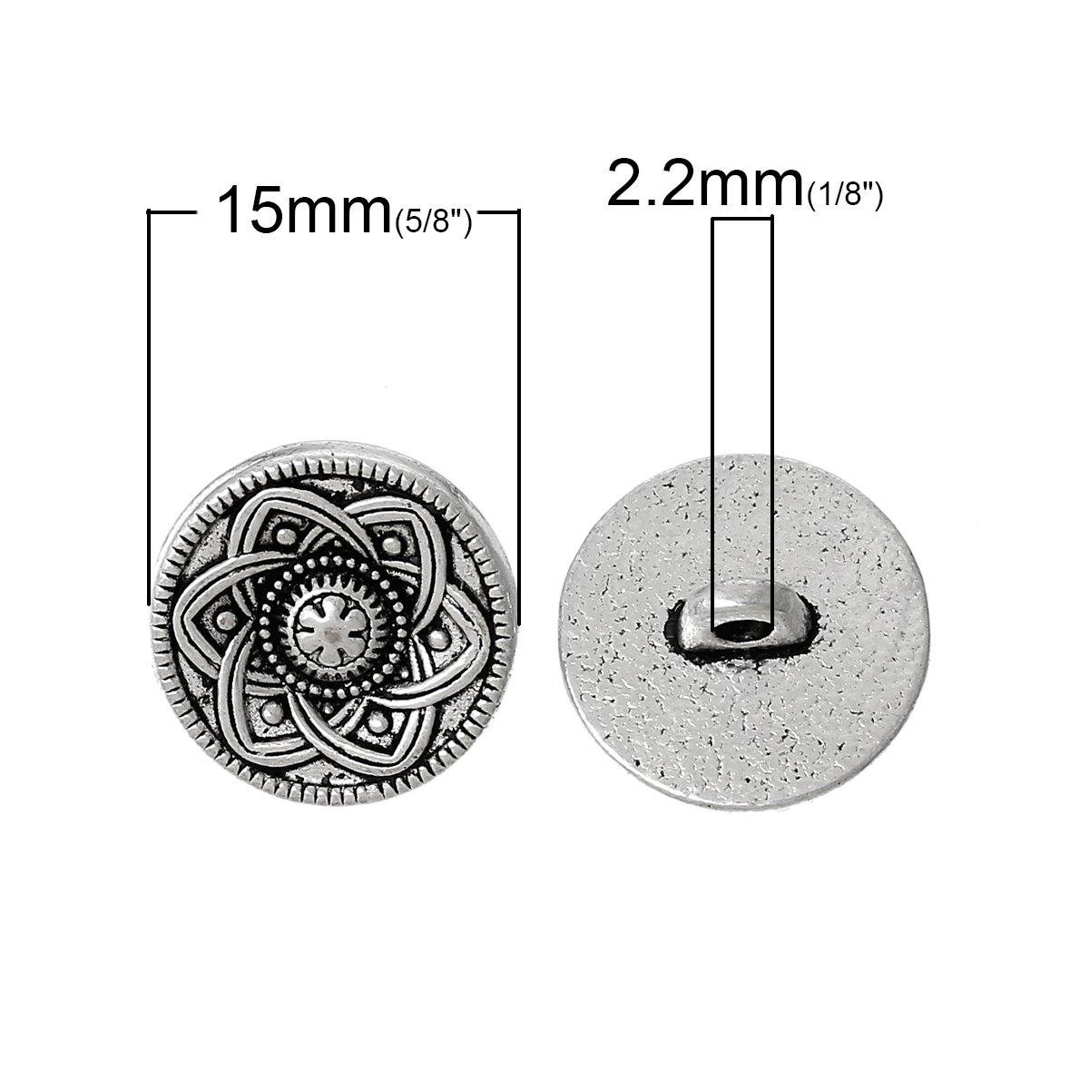 JGFinds Sewing Shank Buttons - 30 Pack, 15mm, Carved Flower Design with Vintage Antique Silver Look, Decorative Blazer, Clothes, Luxury Buttons for Crafts - Image 2