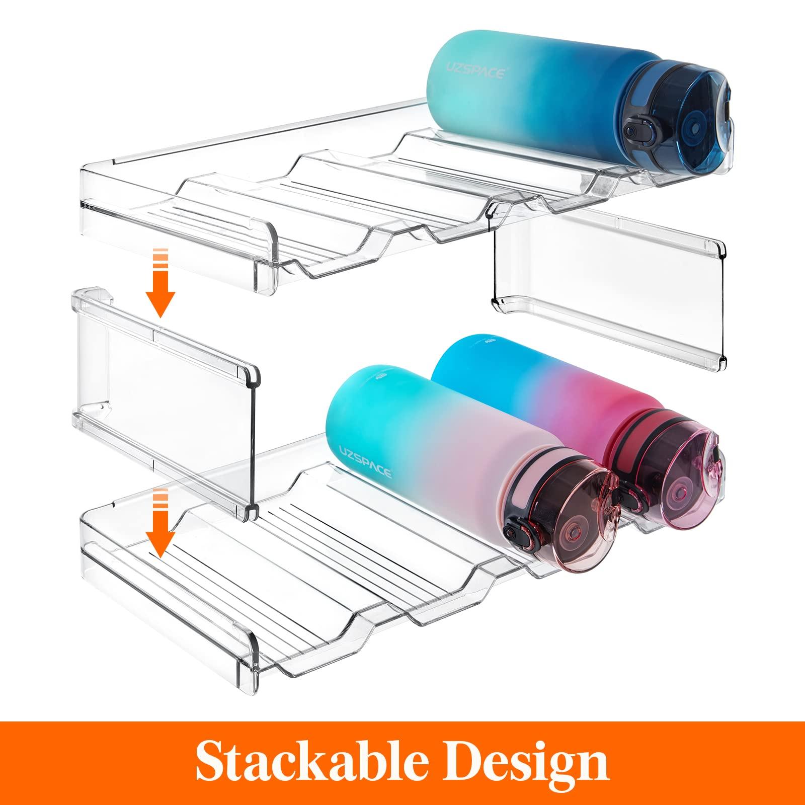 Lifewit Stackable Water Bottle Organizer/Holder for Cabinet Fridge, Kitchen Pantry Organization and Storage, Plastic Wine Racks, Tumbler Travel Mug Cup Holder, 2Pack, Hold 8 Bottles - Image 5