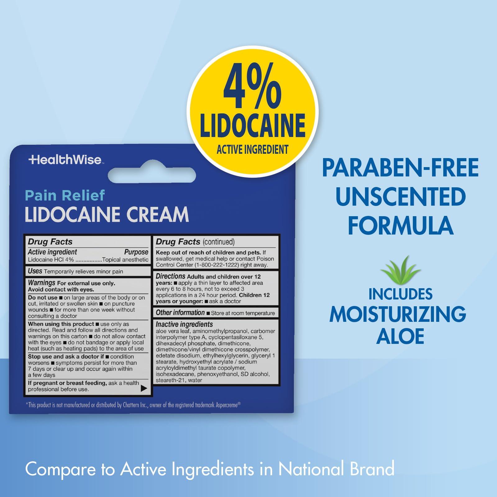 HealthWise Maximum Strength Lidocaine Cream | Numbs Away Pain | Long-Lasting Relief | Non-Greasy | 1.75 Oz - Image 3