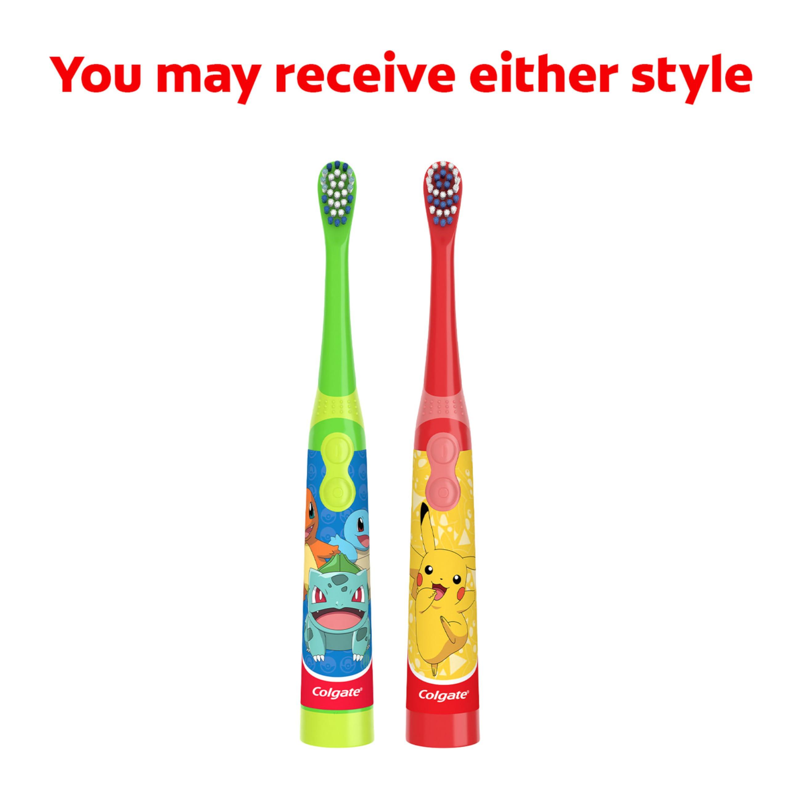 Colgate Kids Battery Powered Toothbrush, Kids Battery Toothbrush with Included AA Battery, Extra Soft Bristles, Flat-Laying Handle to Prevent Rolling, Pokemon Toothbrush, 1 Pack - Image 2