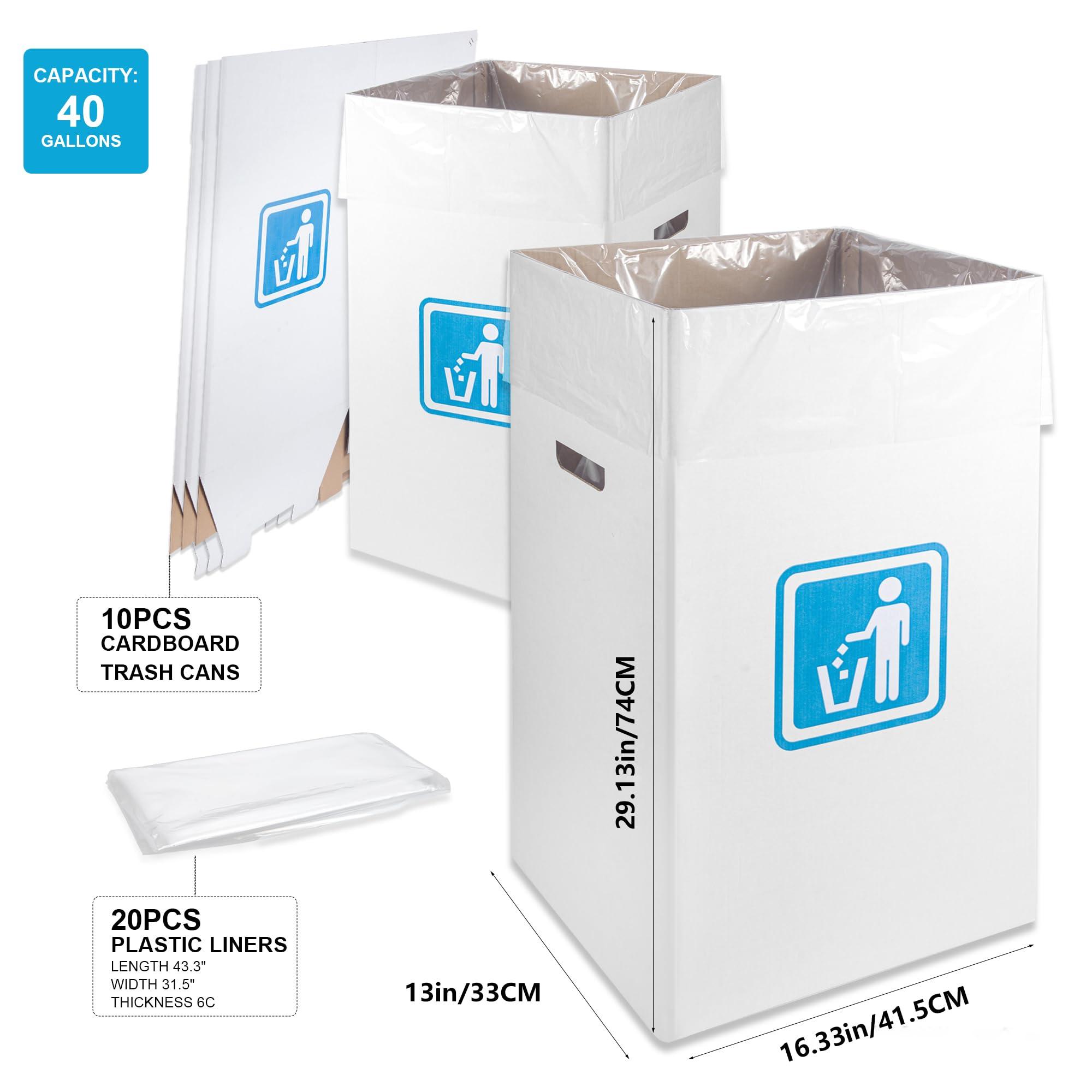 40 Gallon cardboard trash cans for events (Pack of 10)， With 20 Liners Included，Be applicableOutdoor Events pop up trash cans for parties，Reusable Portable Garbage Can - Image 3