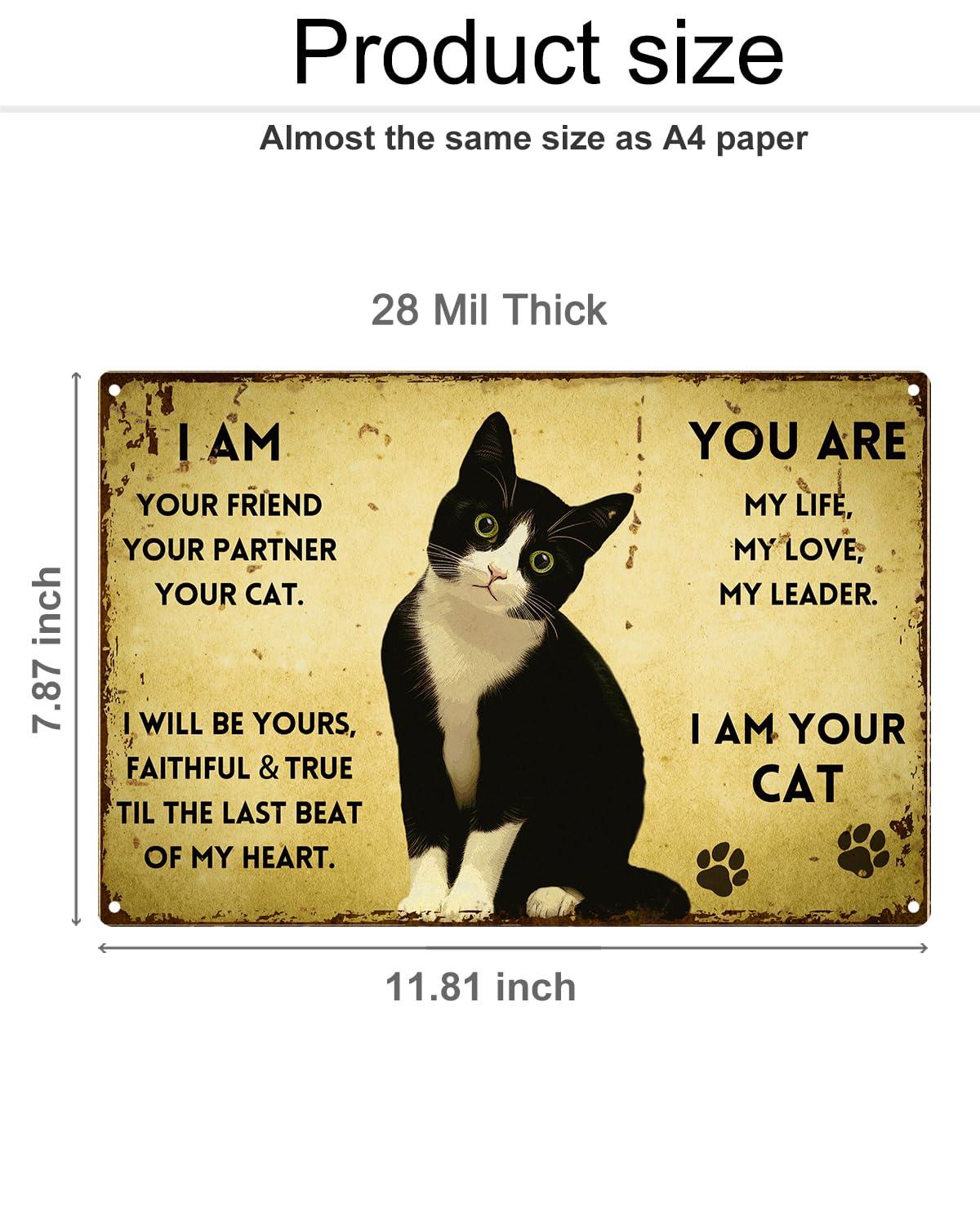 ALKB Vintage Tuxedo Cat Sign Lovely Cat Poster Cat Lover Gift Home Office Wall Decor 8 x 12 Inch - Image 3