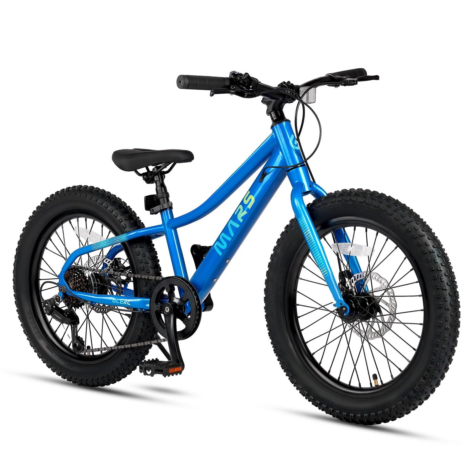 Glerc Mars Kids Mountain Bike, 20 24 Inch Fat Tire Bike for Teen Ages 6-14 Year Old, Bicycle with 2.8-Inch Wide Tires and 6 Speed Drivetrain, Multiple Colors