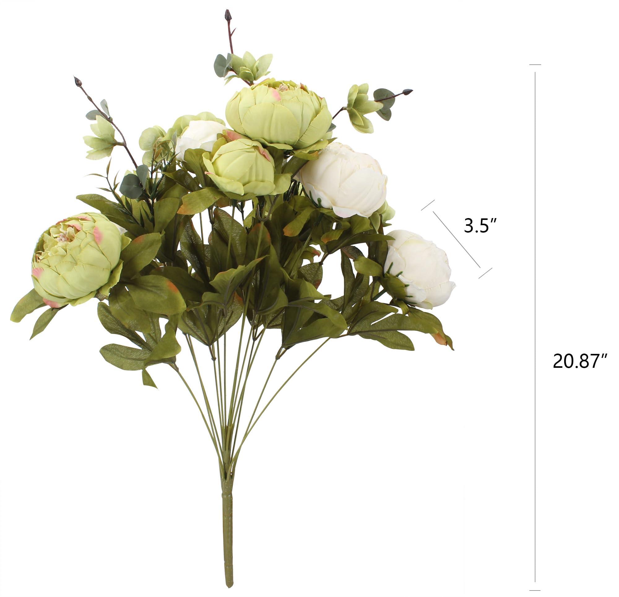 Duovlo Fake Flowers Vintage Artificial Peony Silk Flowers Wedding Home Decoration,Pack of 1 (New Green) - Image 3