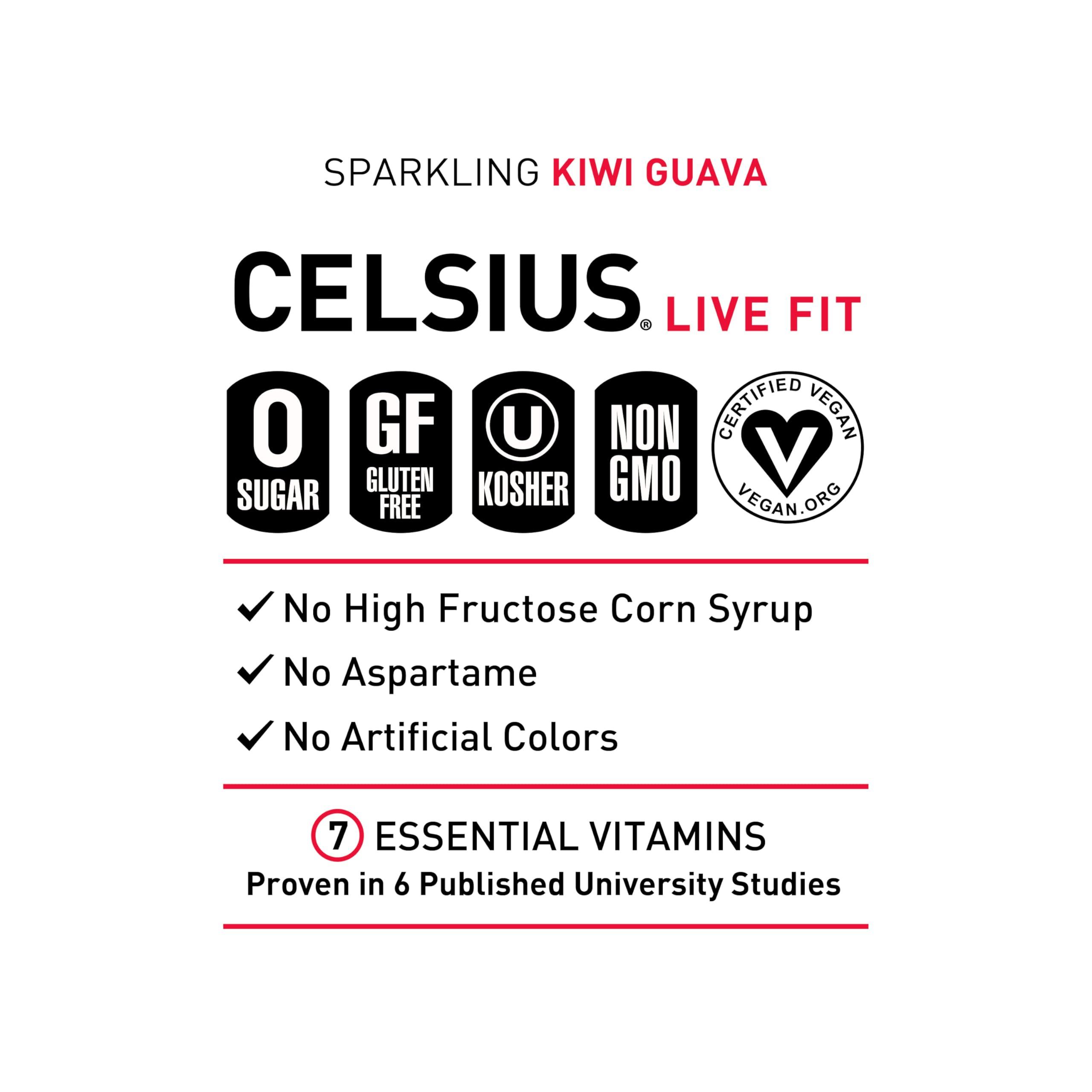 CELSIUS Sparkling Kiwi Guava, Functional Essential Energy Drink 12 Fl Oz (Pack of 12) - Image 4