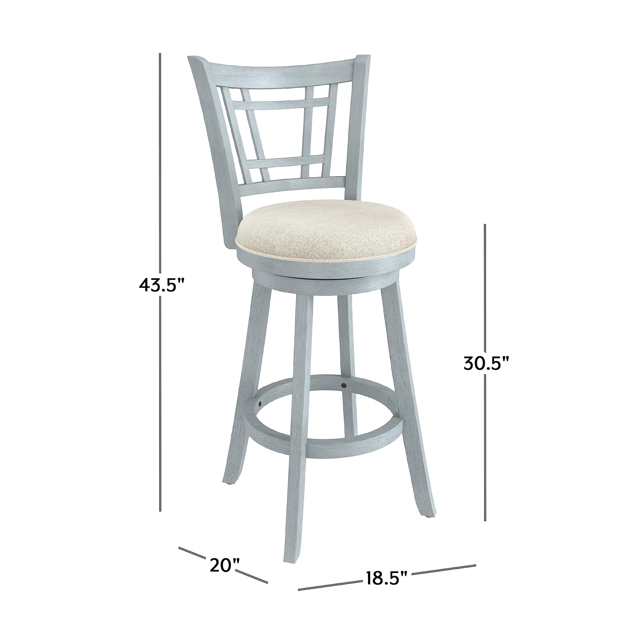 Hillsdale Fairfox 30.5" Wood Swivel Bar Height Stool, Blue Wire Brush - Image 3