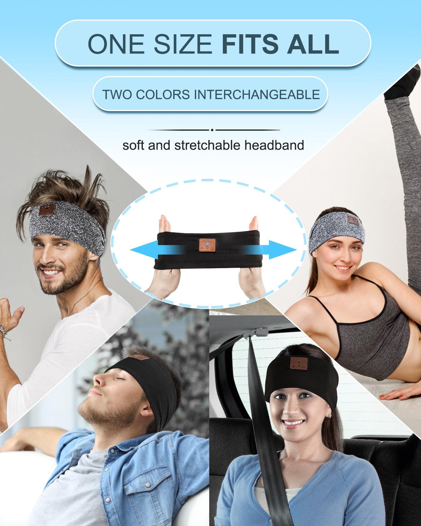 Mixiba 2-Pack Sleeping Headphones, Headband Headphones with Ultra-Thin HD Stereo Speaker, Bluetooth Headband for Sports, Workouts, Insomnia, Yoga, Air Travel, Meditation - Black&Grey - Image 5