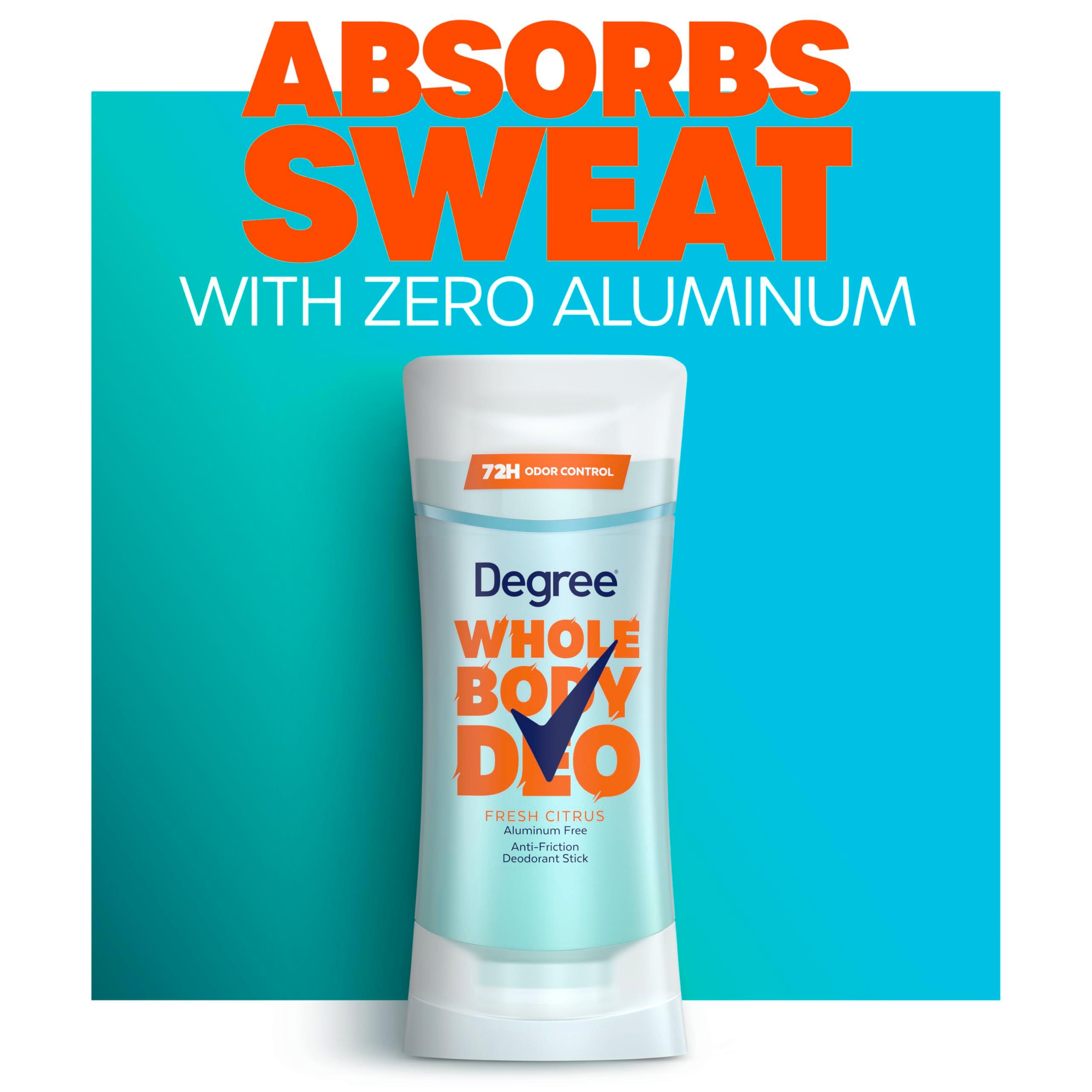 Degree Women Whole Body Deodorant Stick, Fresh Citrus Scent, Glides on Clear + Absorbs Sweat, Aluminum Free 72H Odor Protection 2.6 oz - Image 6