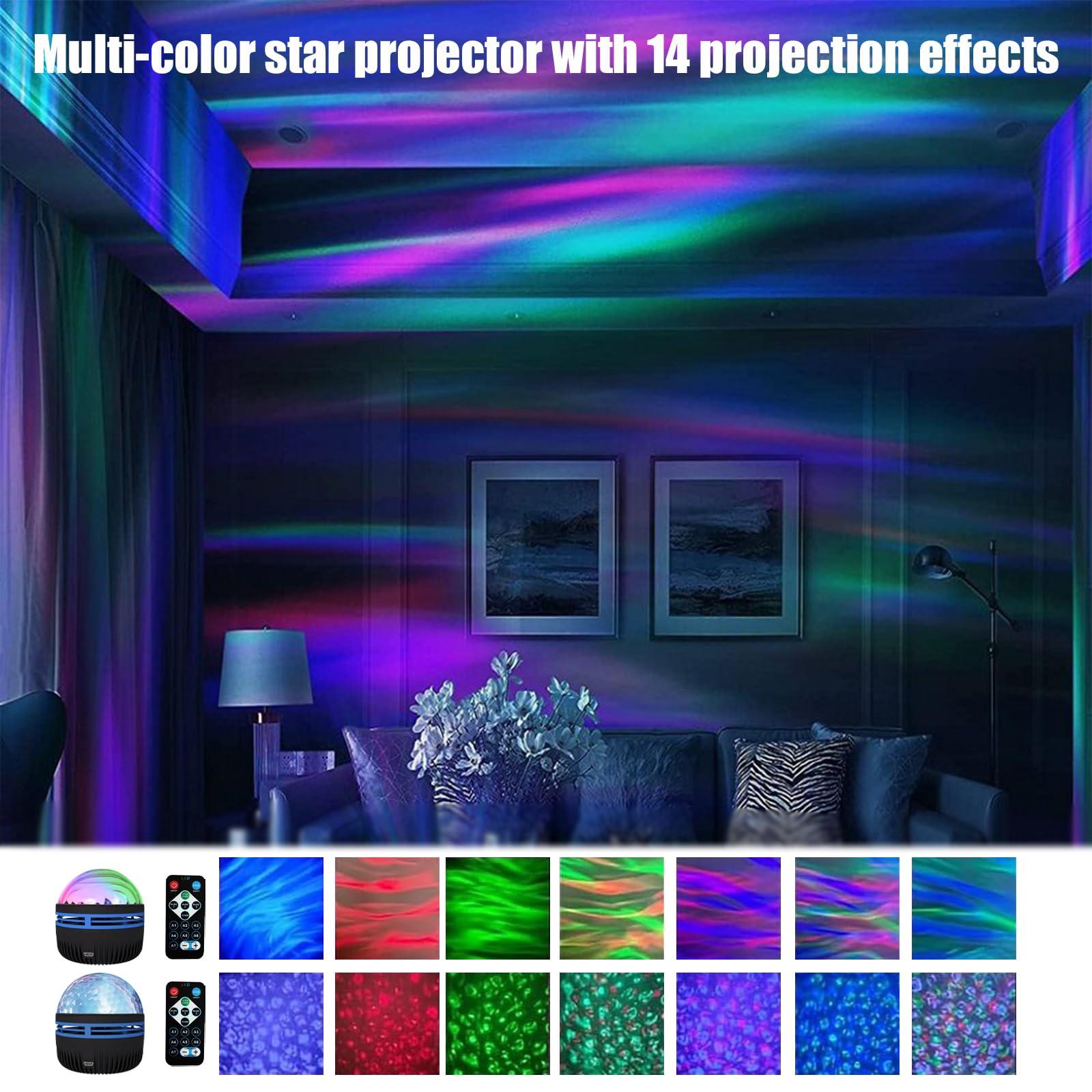 XYDongtong 2 in 1 Northern Lights and Ocean Wave Projector with 14 Effects of Galaxy Light for Game Rooms, Parties, Light Projector for Bedroom, led Light Projector for Room Home Decorations - Image 2