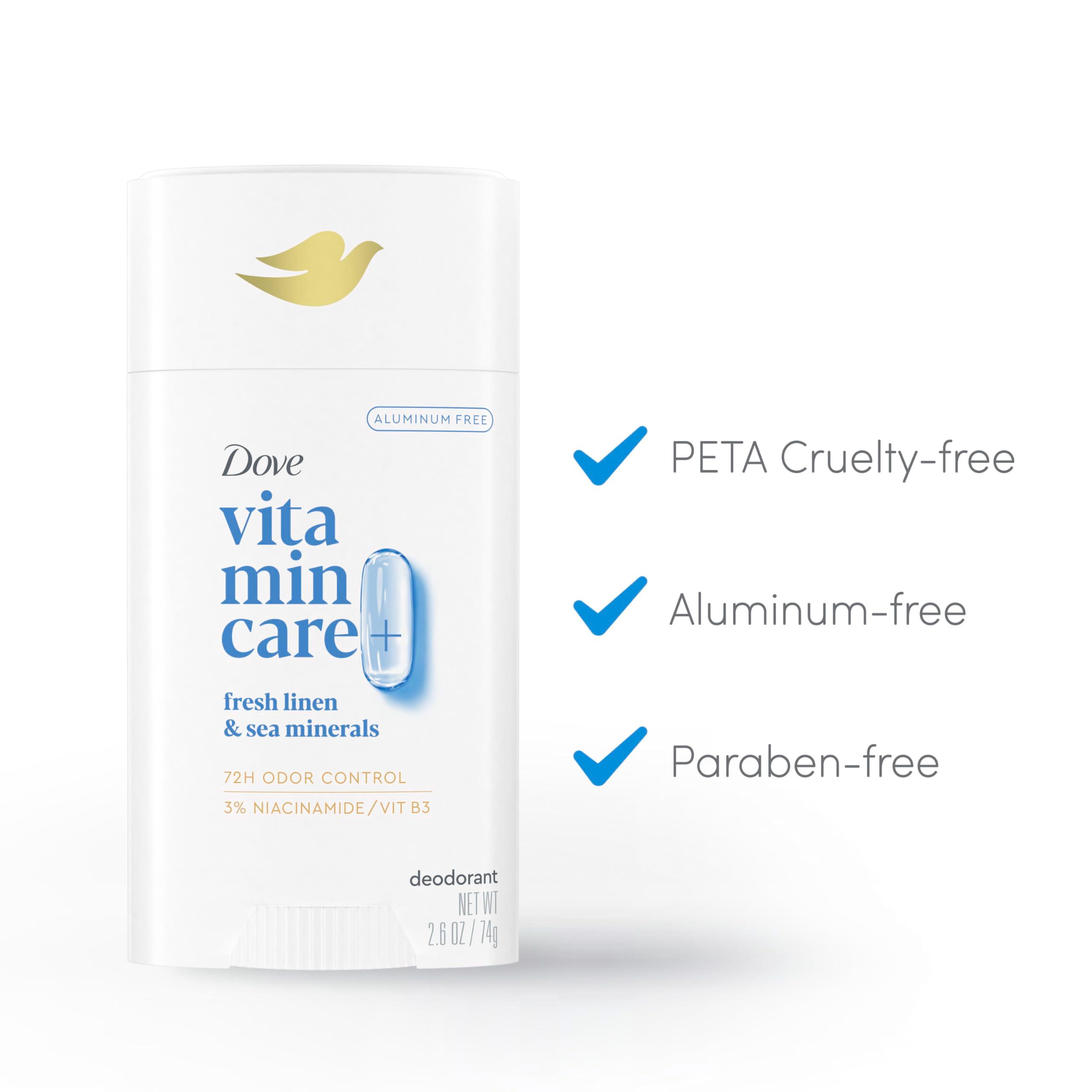 Dove VitaminCare+ Deodorant Stick Fresh Linen & Sea Mineral Aluminum Free 2.6 oz - Image 4