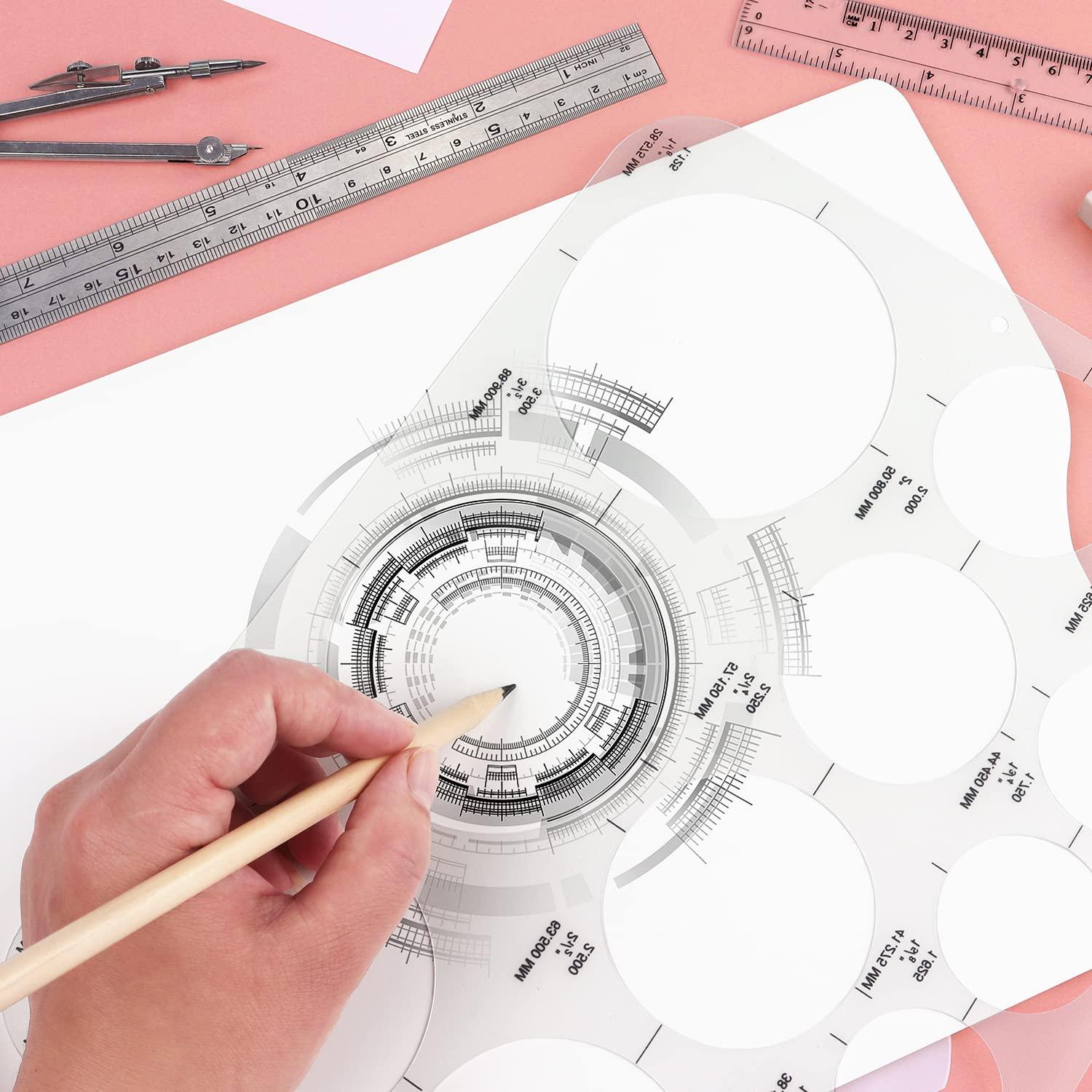 Tamaki Circle Template Circle Round Stencil Templates for Drafting for Office and School Building Formwork Drawings Templates, Large and Small Size, 3 Pack - Image 2