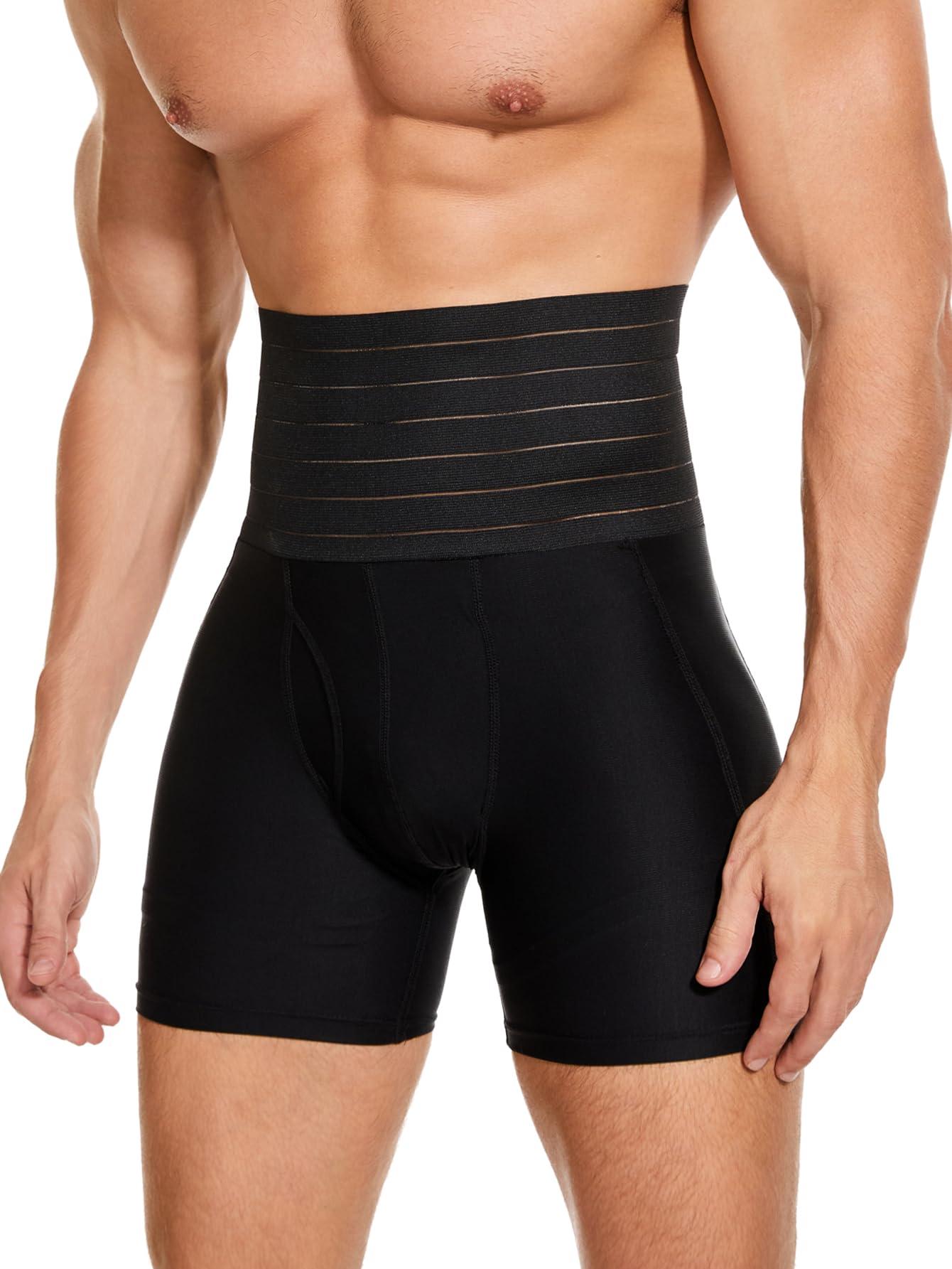 Clevvets Shapewear Shorts for Men Tummy Control Shorts Slimming Long Leg Compression Boxer Briefs
