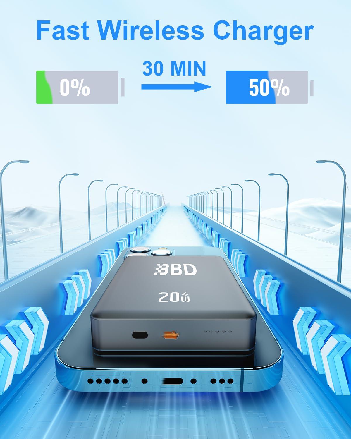 BBD Magnetic Power Bank for iPhone,12000mAh Magsafe Battery Pack with 20w Fast Charging,Slim Magsafe Power Bank USB C in&Out,Wireless Portable Charger for iPhone 16/15/14/13/12 Series 1 Pack - Image 2