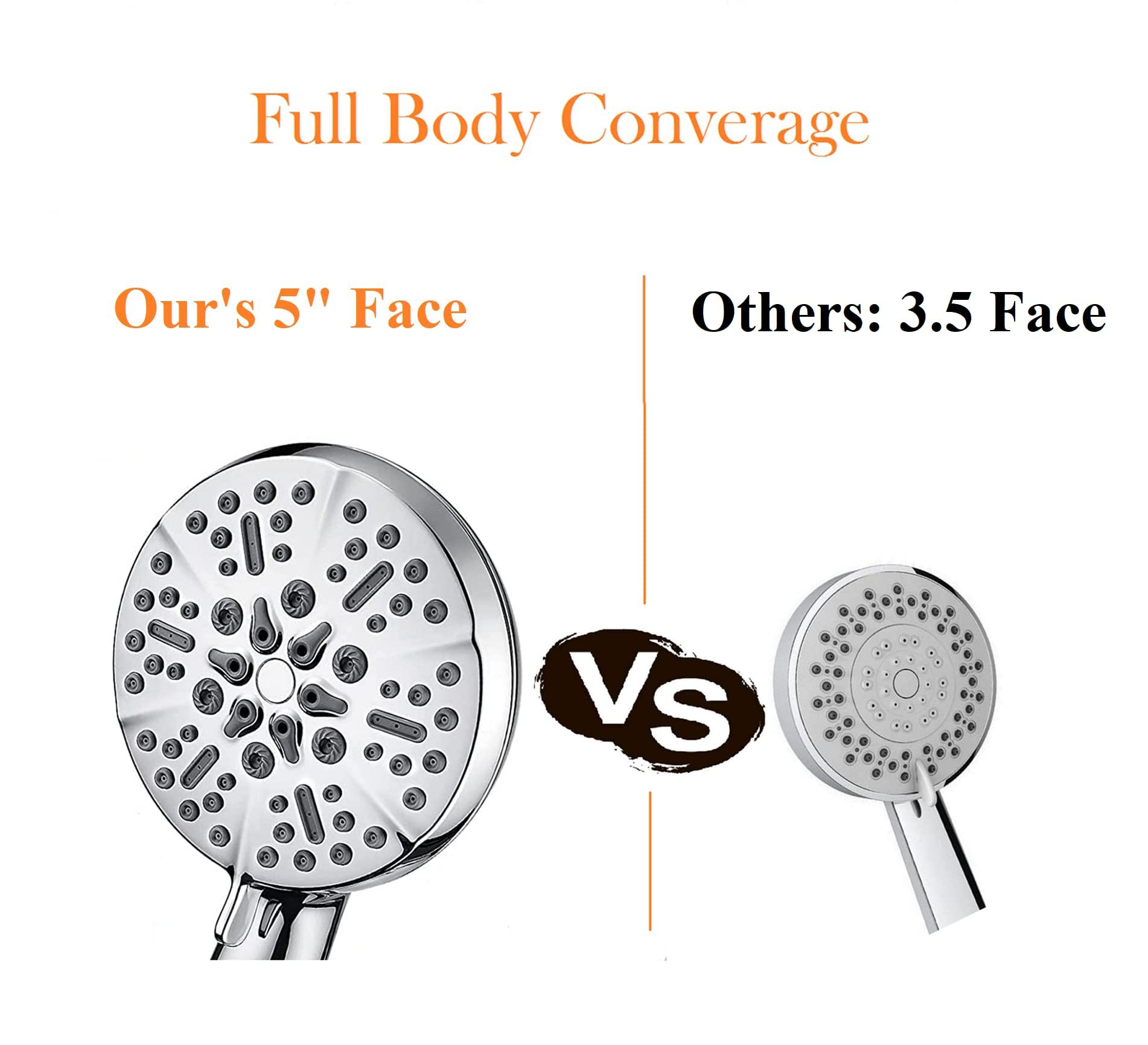 Shower Head with Handheld High Pressure-Full Body Coverage Powerful Rain Showerhead Extra 60" Long Hose and Adjustable Brass Joint Holder- The Perfect Detachable Heads for Bathroom Upgrade - Image 3