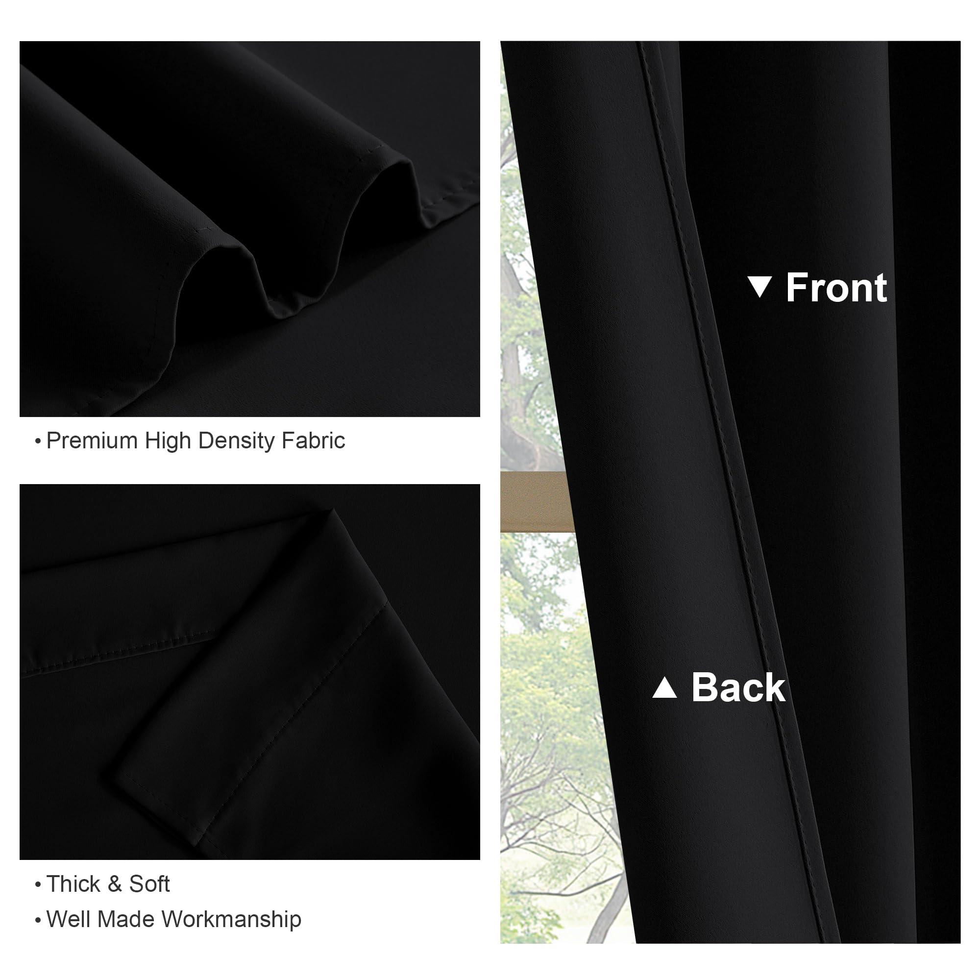PONY DANCE Short Blackout Curtains for Kitchen Over Sink 45 inch Long, Thermal Insulated Black Out Curtain for Bedroom, Rod Pocket Drapes for Bathroom Small Window(2 Panels Set, Black, 42 inches Wide) - Image 3