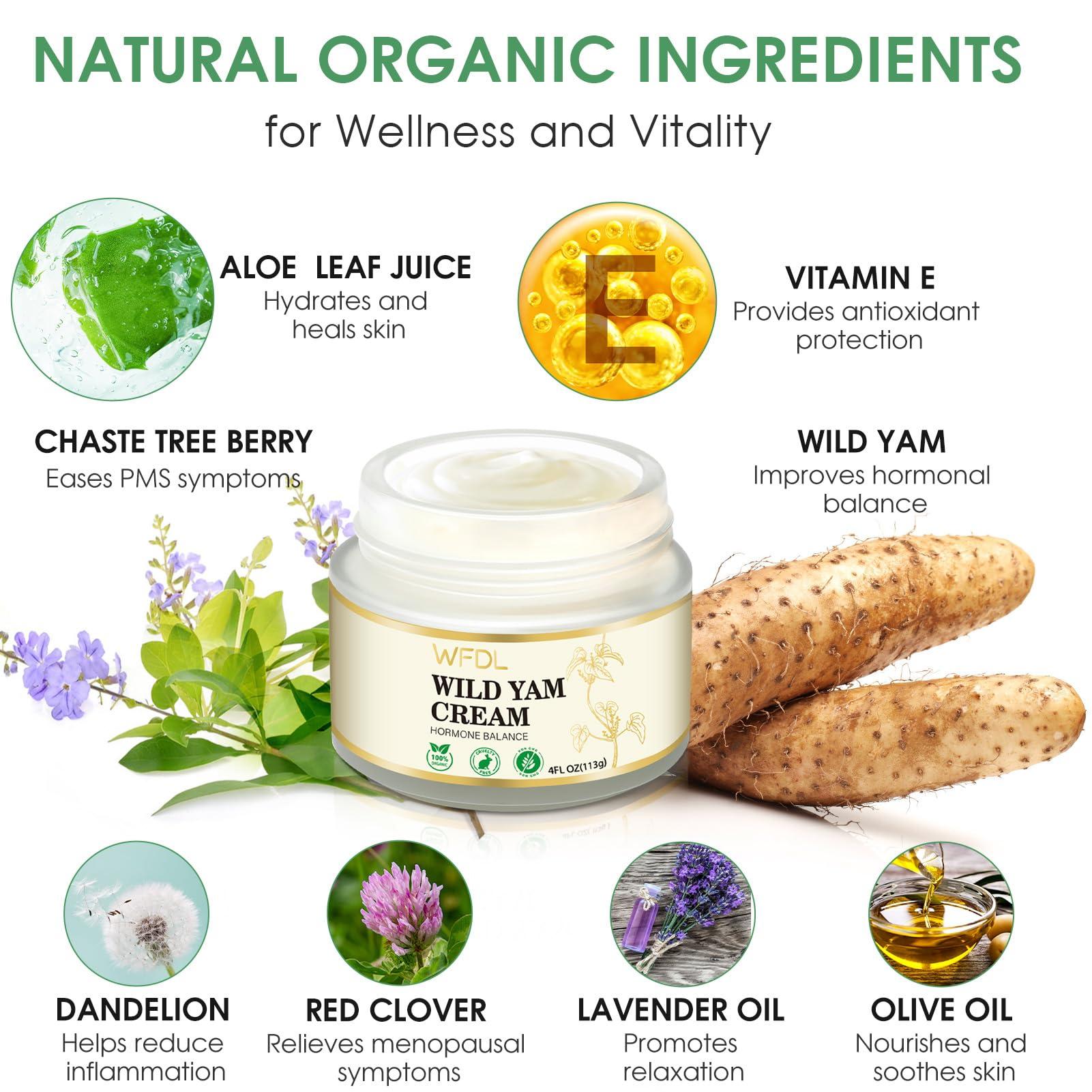 Organic Wild Yam Cream with Red Clover, Moisturizing Cream for Women, Includes Applicator (2.3 Ounce) - Image 2