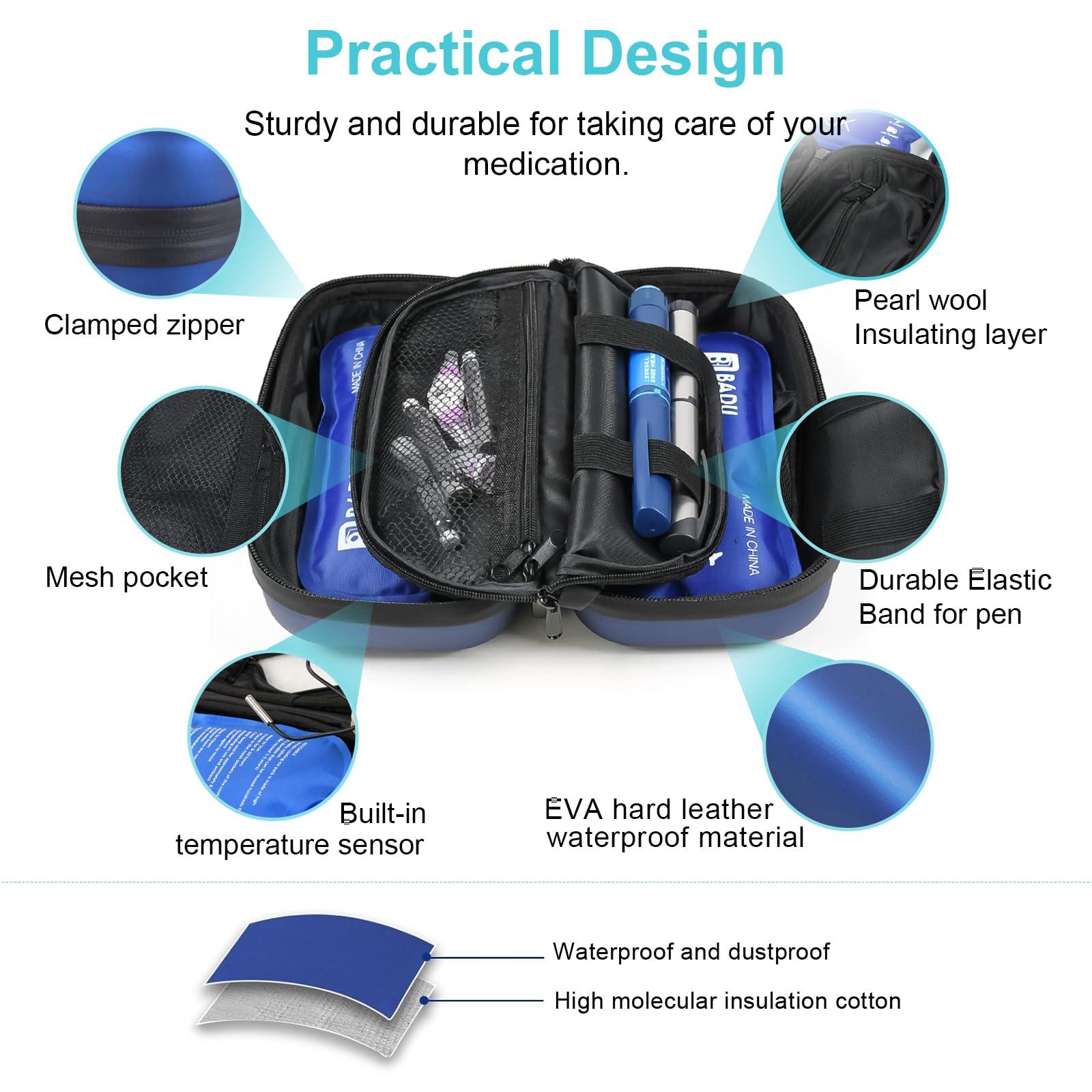 Gosemai Insulin Cooler Travel Case TSA Approved Medication Diabetic Cooler for Travel with Temperature Display Refrigerated Medicine Organizer Bag with 2 Ice Pack - Image 4