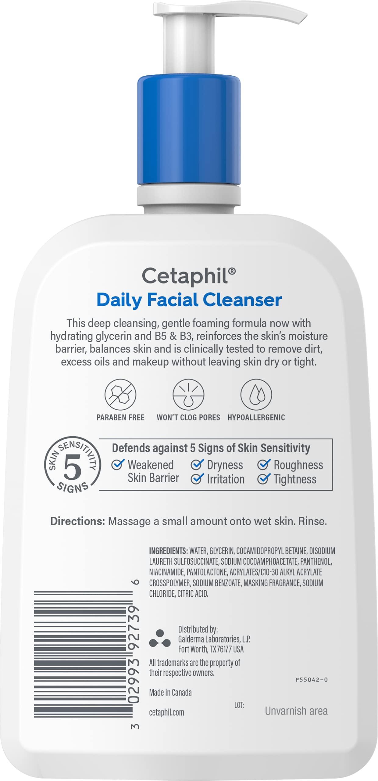 Cetaphil Face Wash, Daily Facial Cleanser for Sensitive, Combination to Oily Skin, 20 oz, Gentle Foaming, Soap Free, Hypoallergenic - Image 10