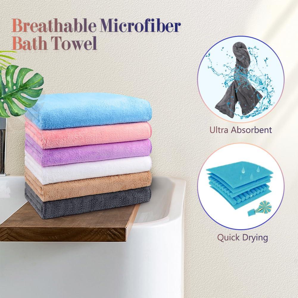 Orighty Bath Towels Pack of 6(24'' x 48'') - Soft Feel, Highly Absorbent, Quick Drying for Body, Sport, Yoga, SPA, Fitness - Multi-Color - Image 5