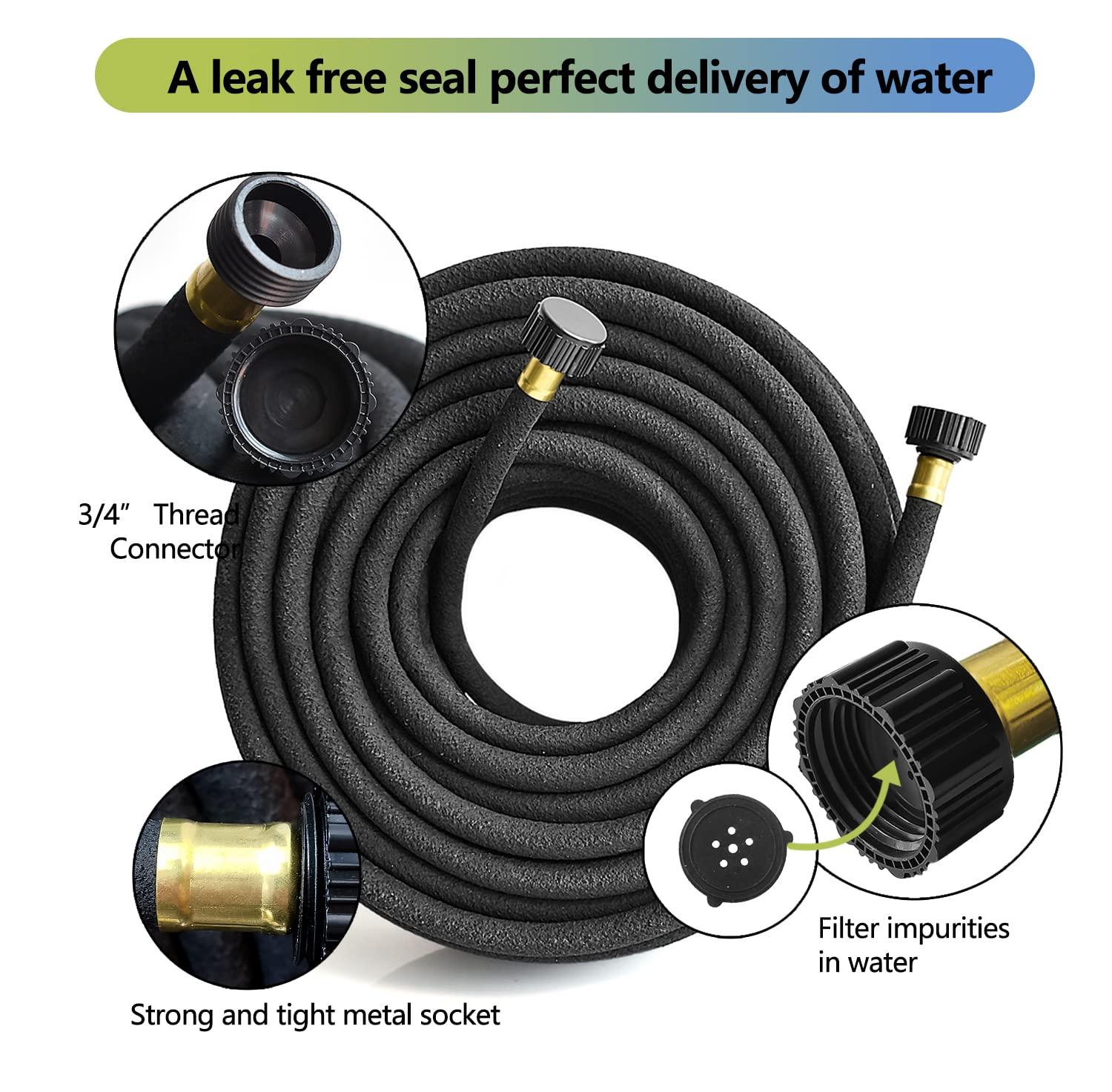 Holldoor 3 Pack Short Soaker Hose 15 Ft for Garden Beds, 1/2’’ 50 ft Soaker Hose for Foundation Watering, 70% Water Saving Drip Hose Irrigation for Lawn, Landscaping, Garden (15 FEET x 3PACK, Black) - Image 2
