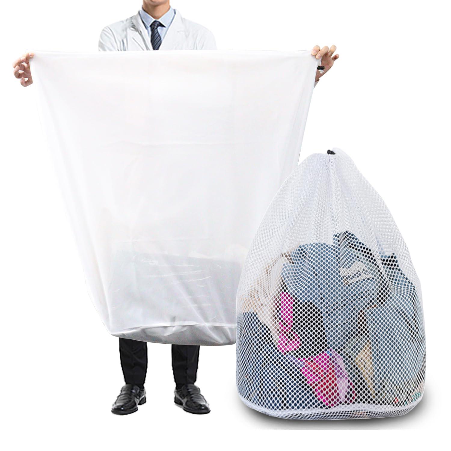 RUIQINQI Extra Large Mesh Laundry Bags Washing Bag 2Pack Delicates Bag and Zipper Laundry Bag Jumbo for Washing Machine Large Mesh Bags for Blankets, Bedding, Coats, Toys (2PCS-XXXL)