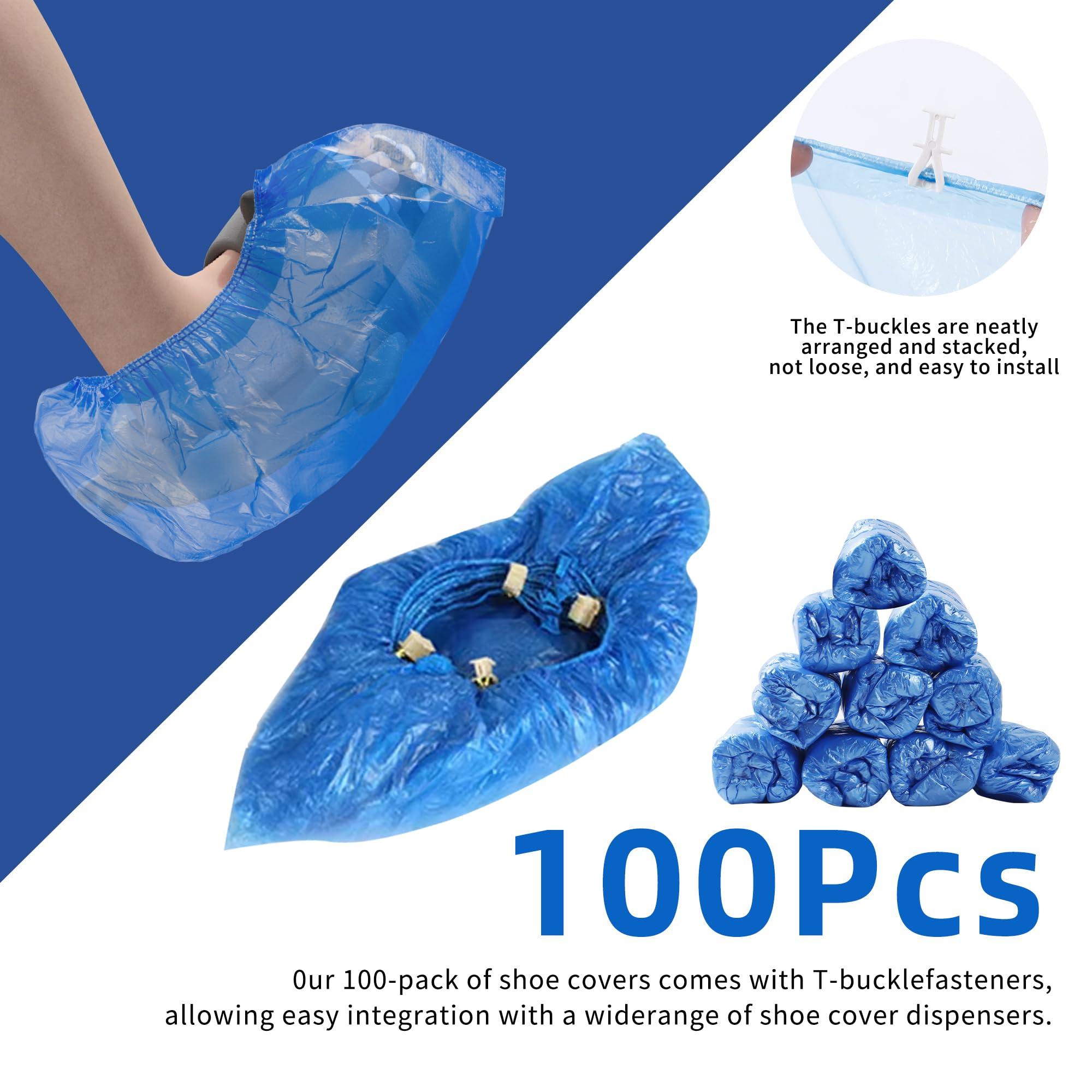 100 Pack of Disposable Shoe Covers for Indoors with T-buckle, Non-Slip Shoe Booties Covers for Automatic Shoe Dispensers, Can Be Used in Laboratories, Homes, Stores, and Other Public Places - Image 2