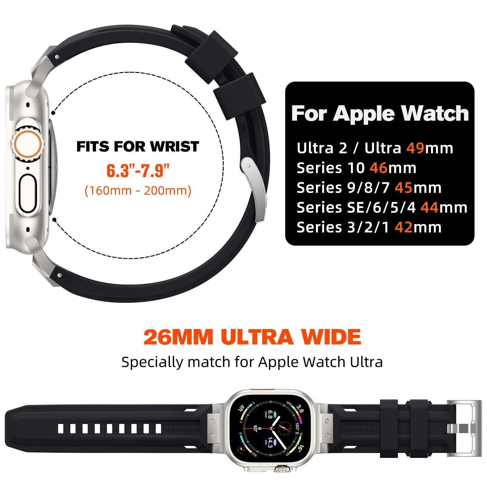 Bandletic R-Steel and R-Steel Band, Compatible with Apple Watch Ultra Bands for Men Designed for iWatch Series 10 46mm, Ultra 2/Ultra 49mm, 9/8/7 45mm, SE2/SE/6/5/4 44mm, 3/2/1 42mm - Image 9