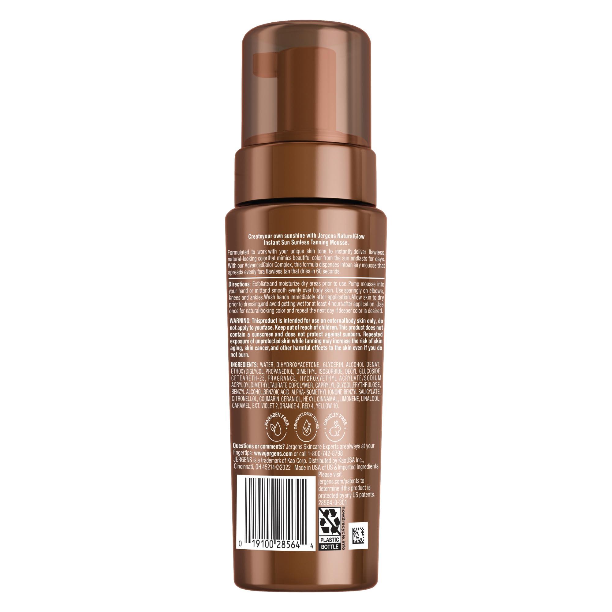 Jergens Natural Glow Instant Sun Body Mousse, Self Tanner for Ultra Deep Bronze Tan, Sunless Tanning Body Bronzer, Natural Looking Fake Tan, 6 Oz - Image 8