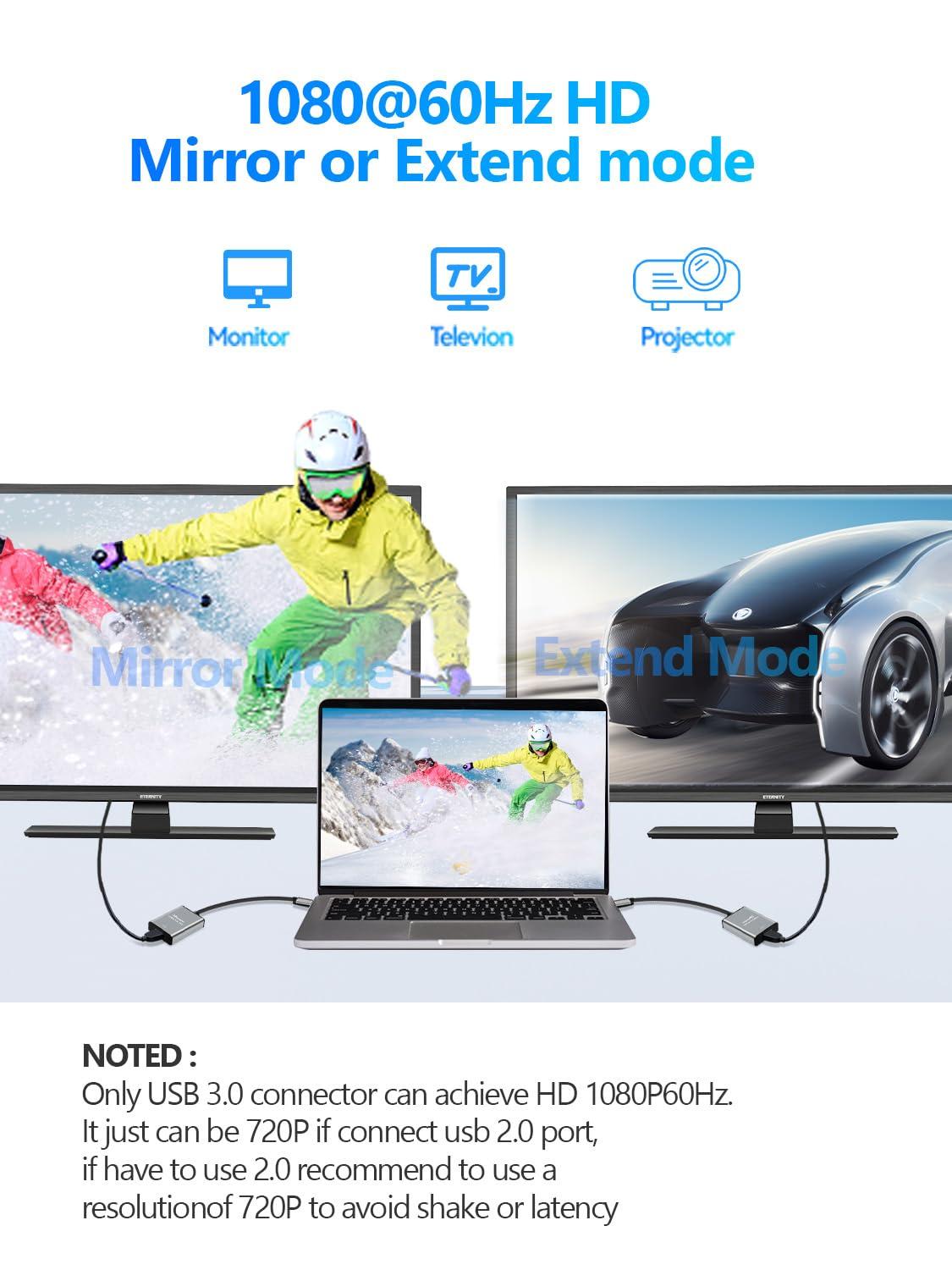 USB to HDMI Adapter,Hdmi to USBA for Monitor,USB A to HDMI for MacBook HD MI Adapter,Compatible with Windows 10/11 and Mac os,3.0 for 1080@60Hz - Image 4