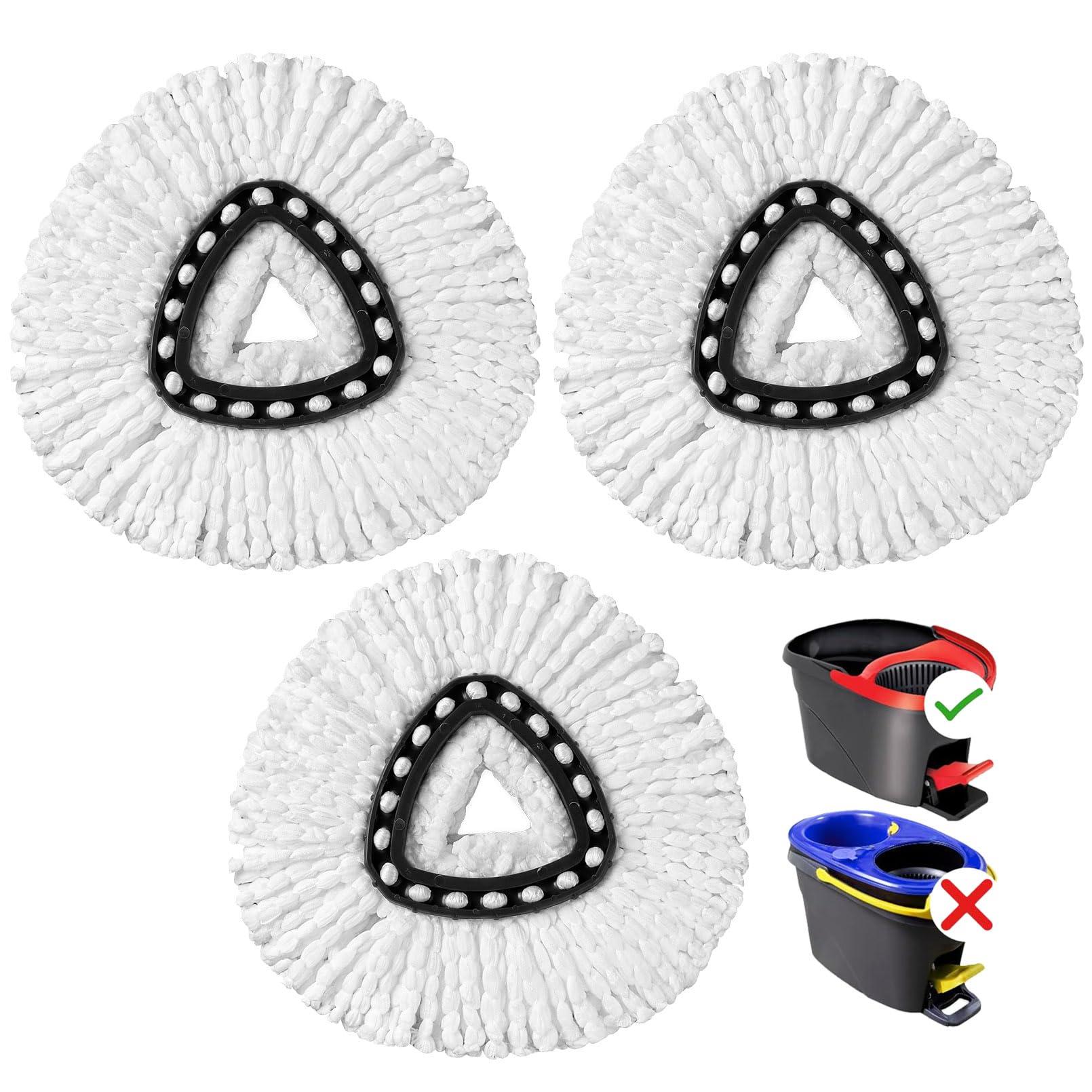 HOMEXCEL Mop Replacement Heads Compatible with O-Cedar EasyWring Spin Mops 3 Pack-Washable Microfiber Spin Head Refills-Easy Cleaning Mop Head Replacement