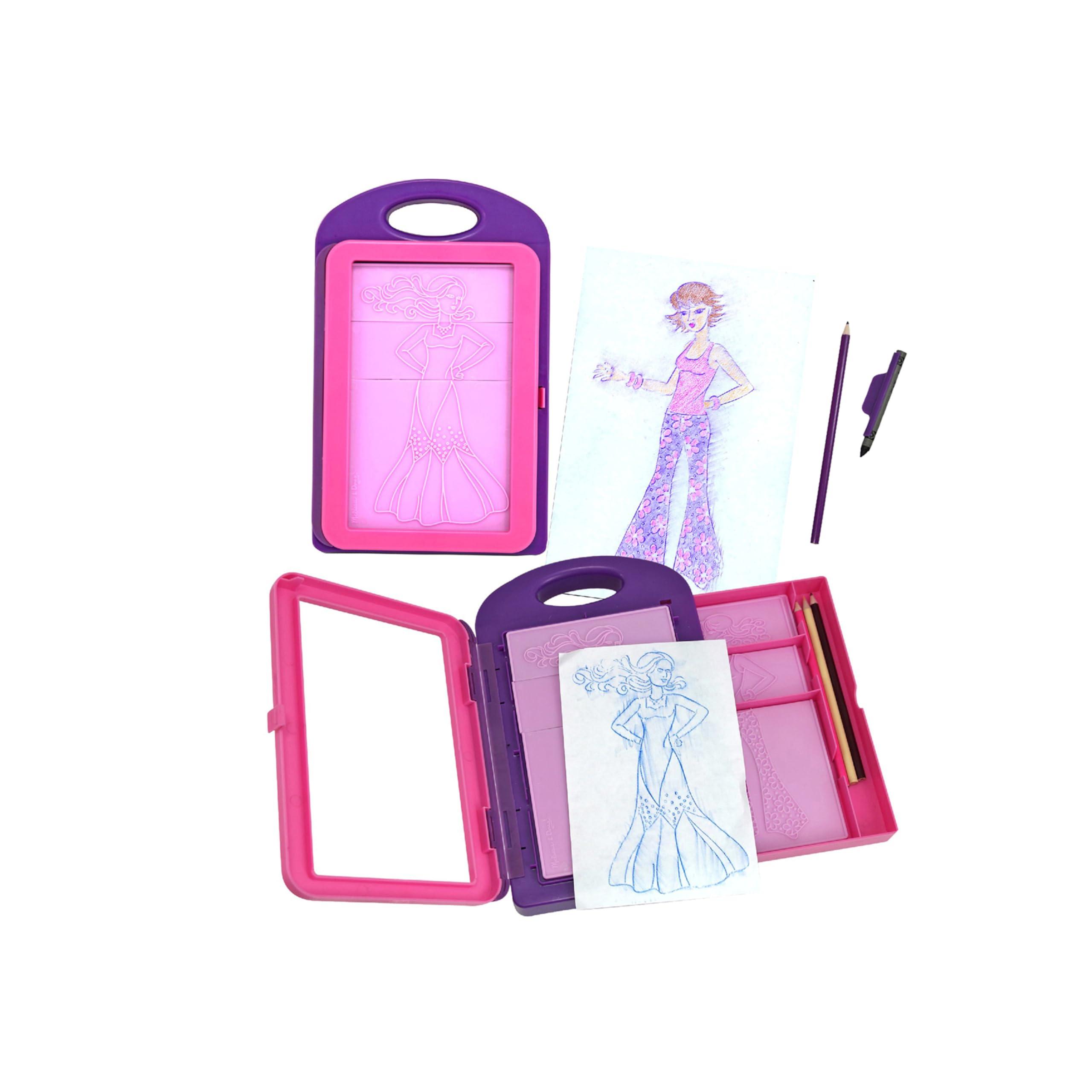 Melissa & Doug Fashion Design Art Activity Kit - 9 Double-Sided Rubbing Plates, 4 Pencils, Crayon - Travel Toys for Kids Ages 5+ - Image 4