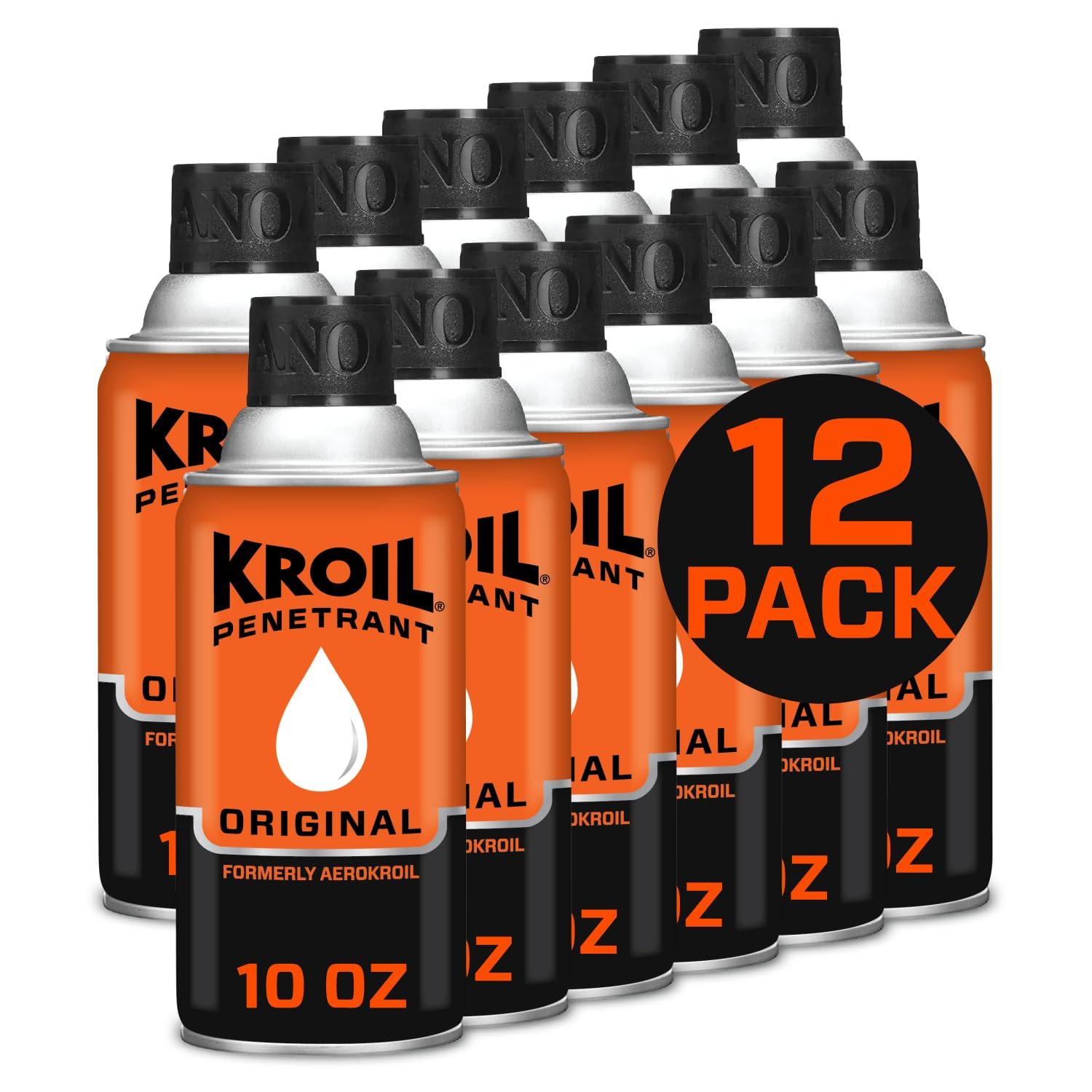 Kroil Original Penetrating Oil (Aerosol Spray-10oz Can-Case of 12) | Penetrant for Rusted Bolts, Metal, Hinges, Chains, Moving Parts | Rust, Corrosion Inhibitor (KS102C)