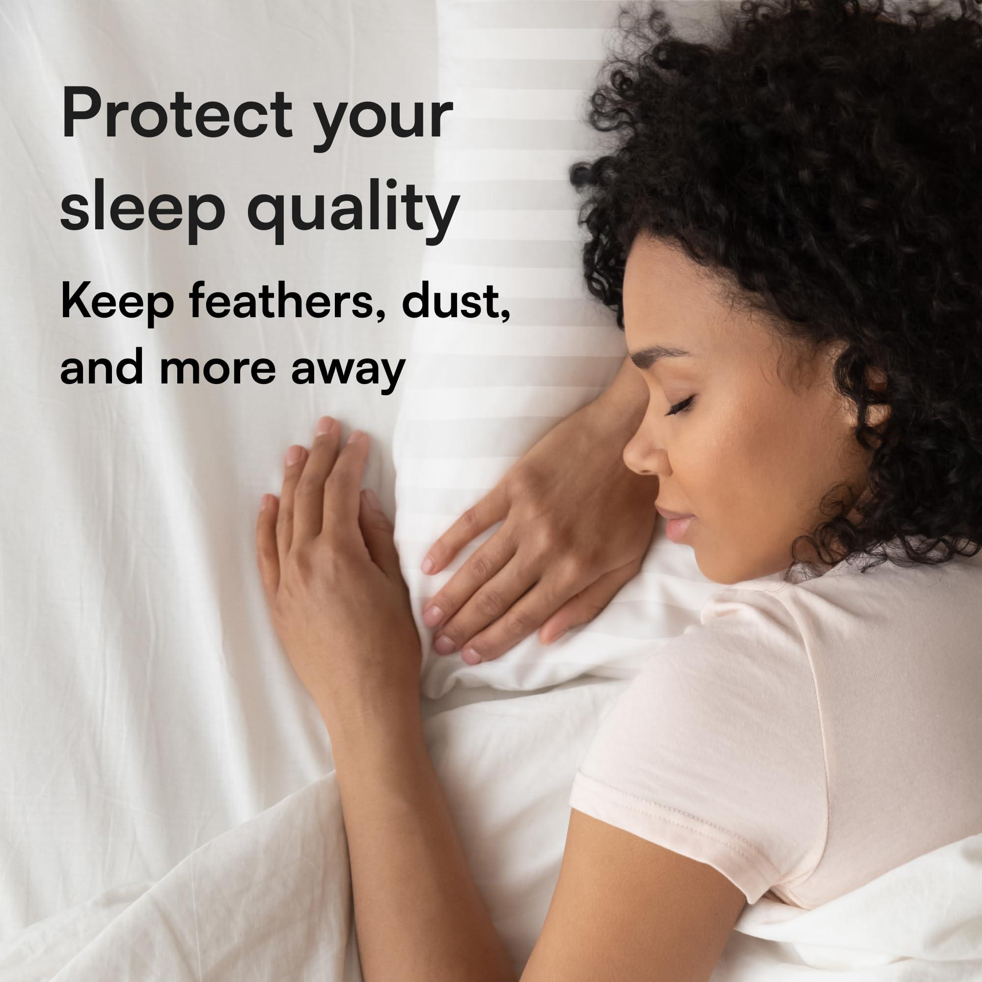Ultra Soft Pillow Protectors with Zipper Standard Size - Set of 4 Breathable Pillow Covers - 100% Protection Against Stains, Dust & Dirt - Machine Washable (Dark White) - Image 6