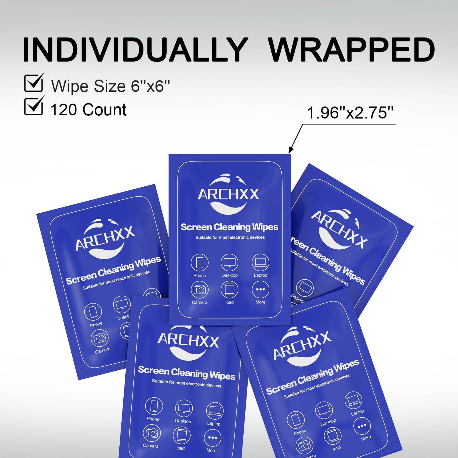 ARCHXX Screen Wipes for Electronics, 120 Count 6"x6" Pre-Moistened Screen Cleaner for Screens, Computer,Laptop,Tablet,Phone,Monitor,Car Screen Cleaner, Lens Wipes Individually Wrapped - Image 7