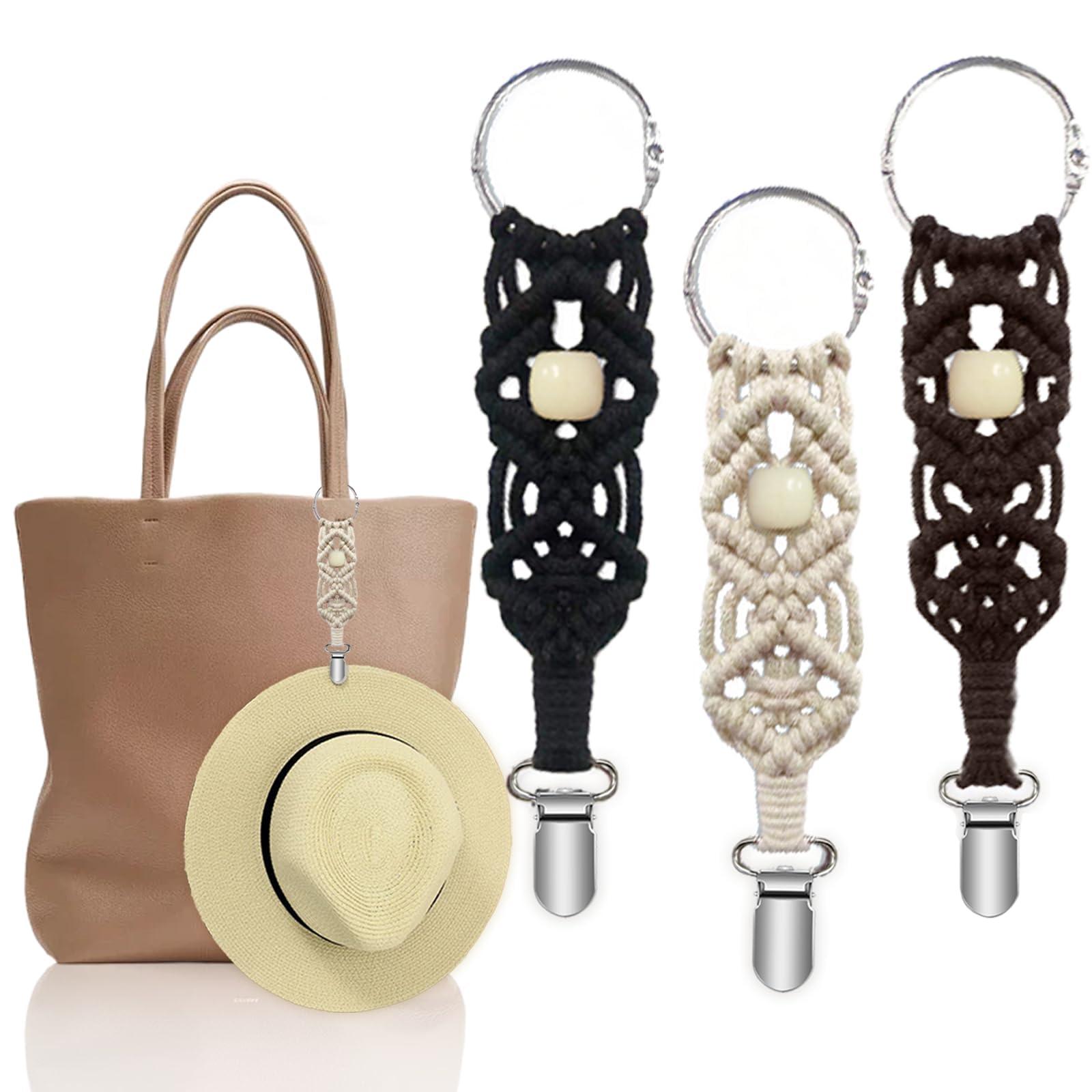 MEIXINZHI 3Pcs Cotton Hat Clips for Travel, Knitting Hat Clip for Bag Backpack Luggage, Beach Vacation Cruise Essentials