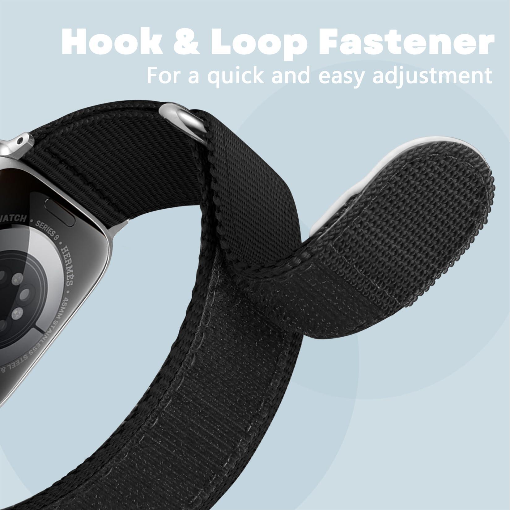 Bandletic Sport Loop Band Compatible with Apple Watch Bands for Women Men 44mm 45mm 46mm 49mm 42mm 40mm 41mm 38mm, Soft Breathable Nylon Strap for iWatch Series 10 9 8 7 6 5 4 3 SE Ultra 2 1, Black - Image 4