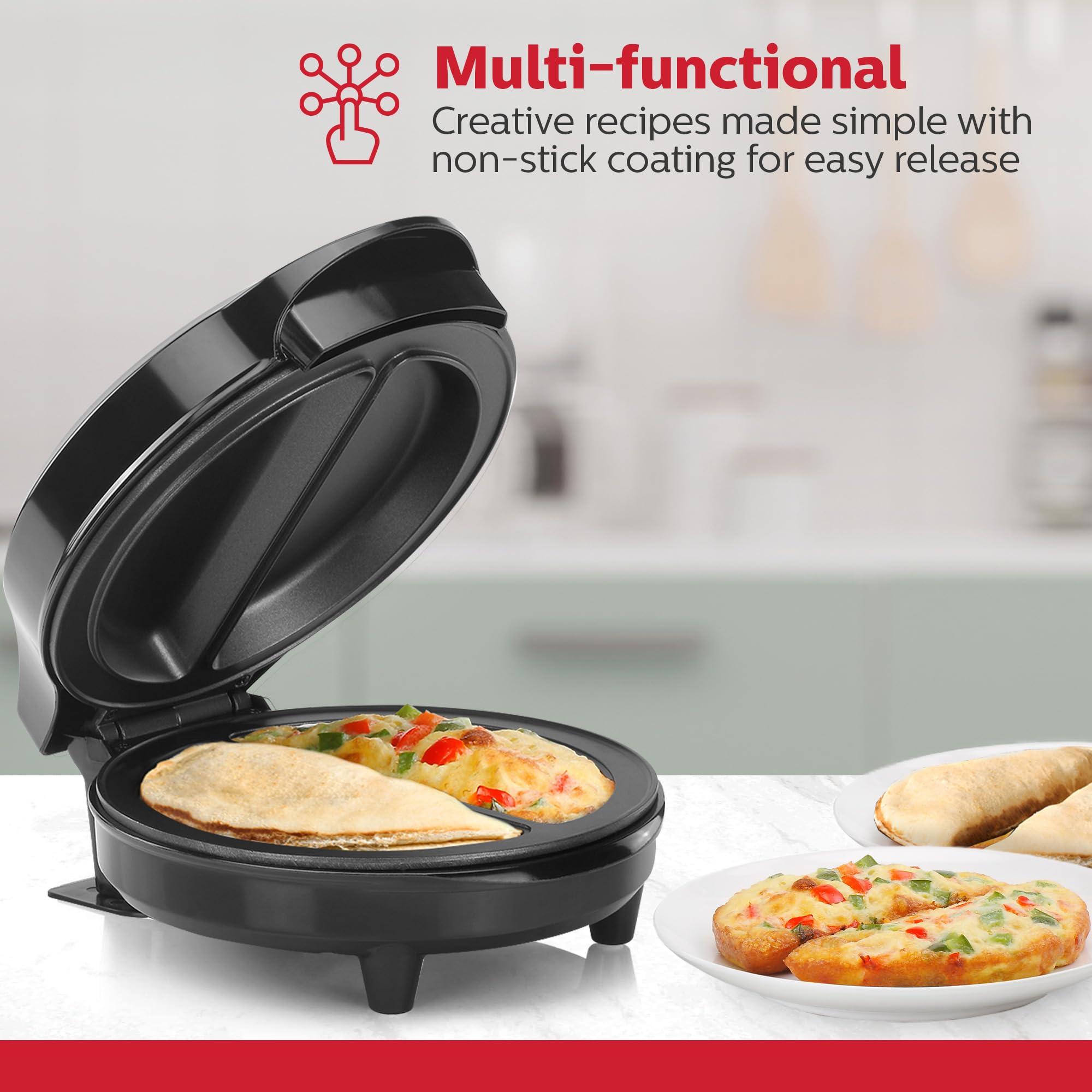 Holstein Housewares - Non-Stick Omelet & Frittata Maker, Stainless Steel - Makes 2 Individual Portions Quick & Easy (2 Section, Black) - Image 5