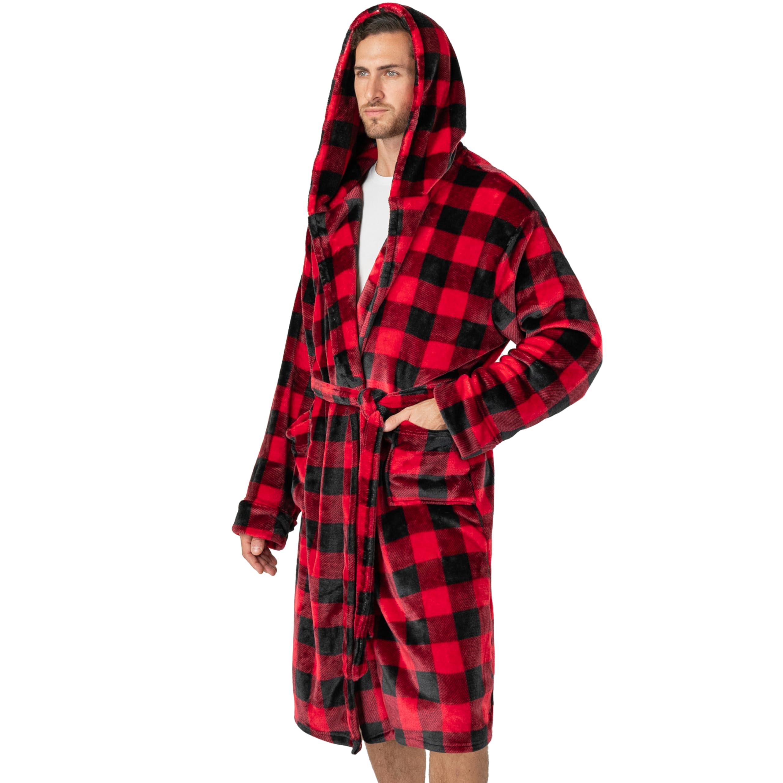 PAVILIA Mens Robe, Hooded Fleece Bathrobe for Men, Plush Long Warm Robe for Male Bath Spa - Image 2