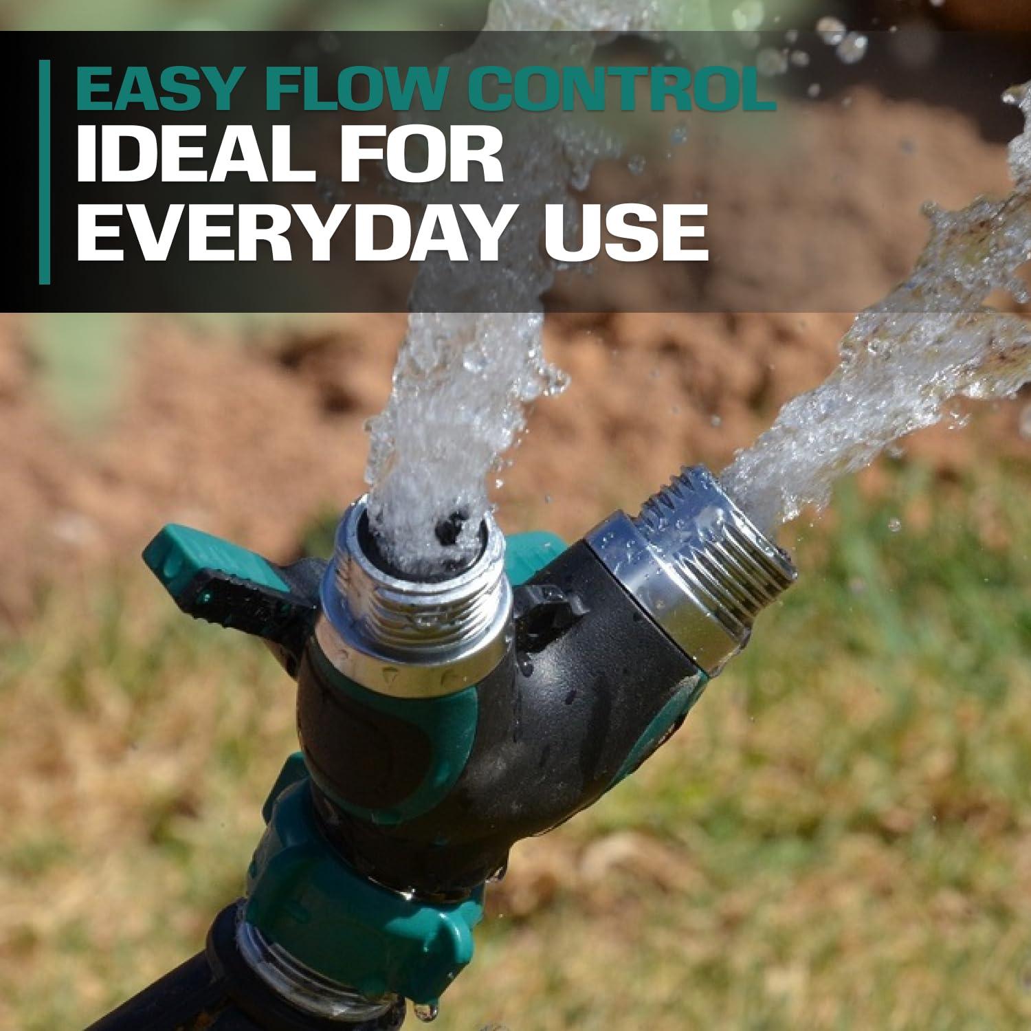 Hose Splitter 2 Way Heavy Duty - 2WAYZ Outdoor Faucet and Garden Hose Splitters - Durable Water Spigot Splitter Y Adapter - All-Metal Water Pipe Connector with Shut-Off Valve - 4" x 4" x 1.5" - Image 5