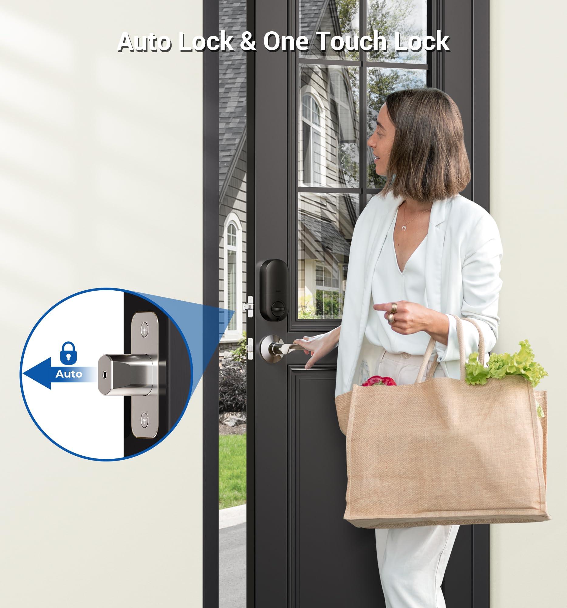 Veise Keyless Entry Door Lock, Electronic Keypad Deadbolt, Keyed Entry, Auto Lock, Anti-Peeking Password, Back Lit & Easy Installation Design, Satin Nickel - Image 4