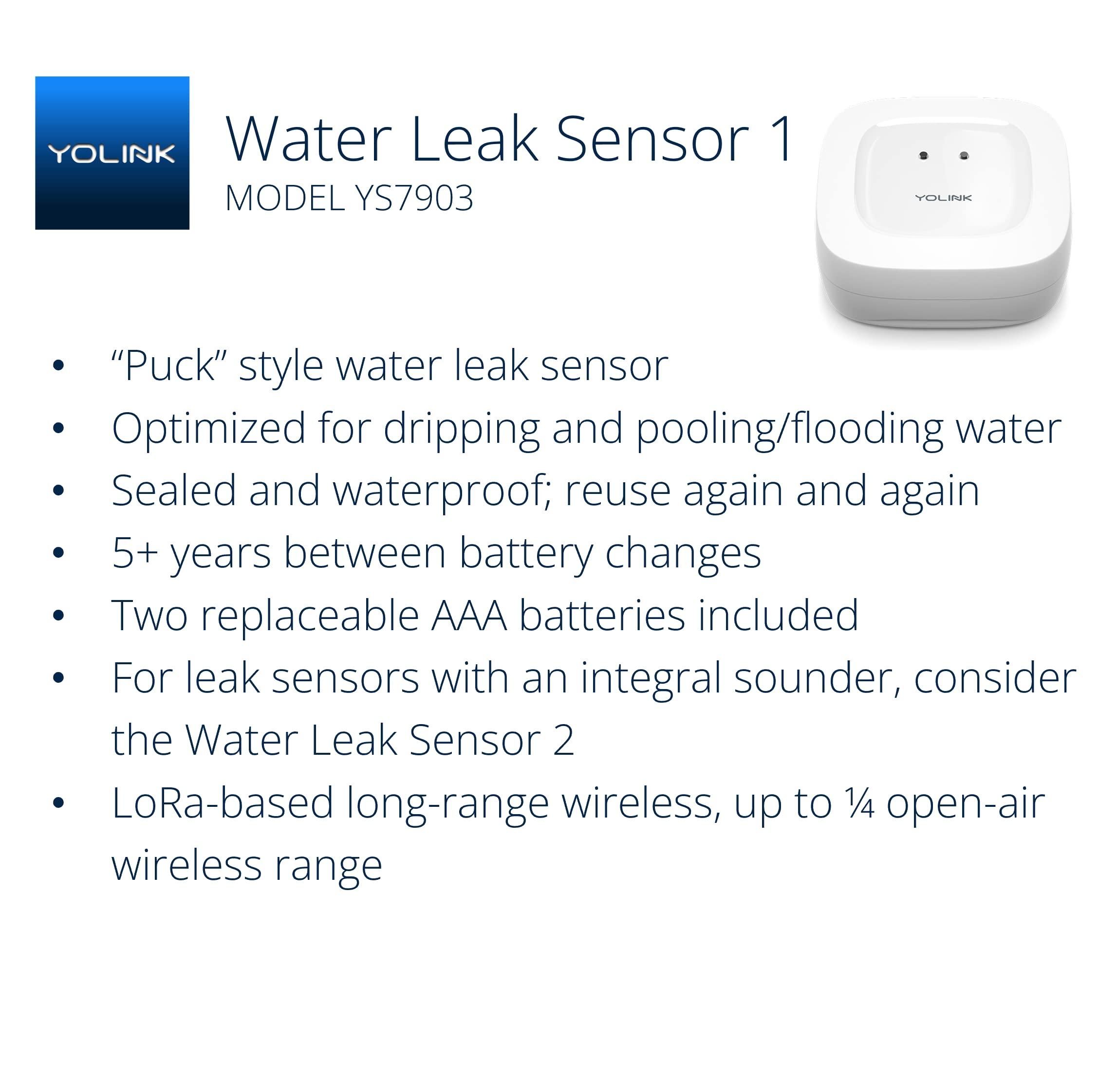 YoLink Smart Home Starter Kit: Hub & Water Leak Sensor 4-Pack, SMS/Text, Email & Push Notifications, LoRa Up to 1/4 Mile Open-Air Range, w/Alexa, IFTTT, Home Assistant - Image 2