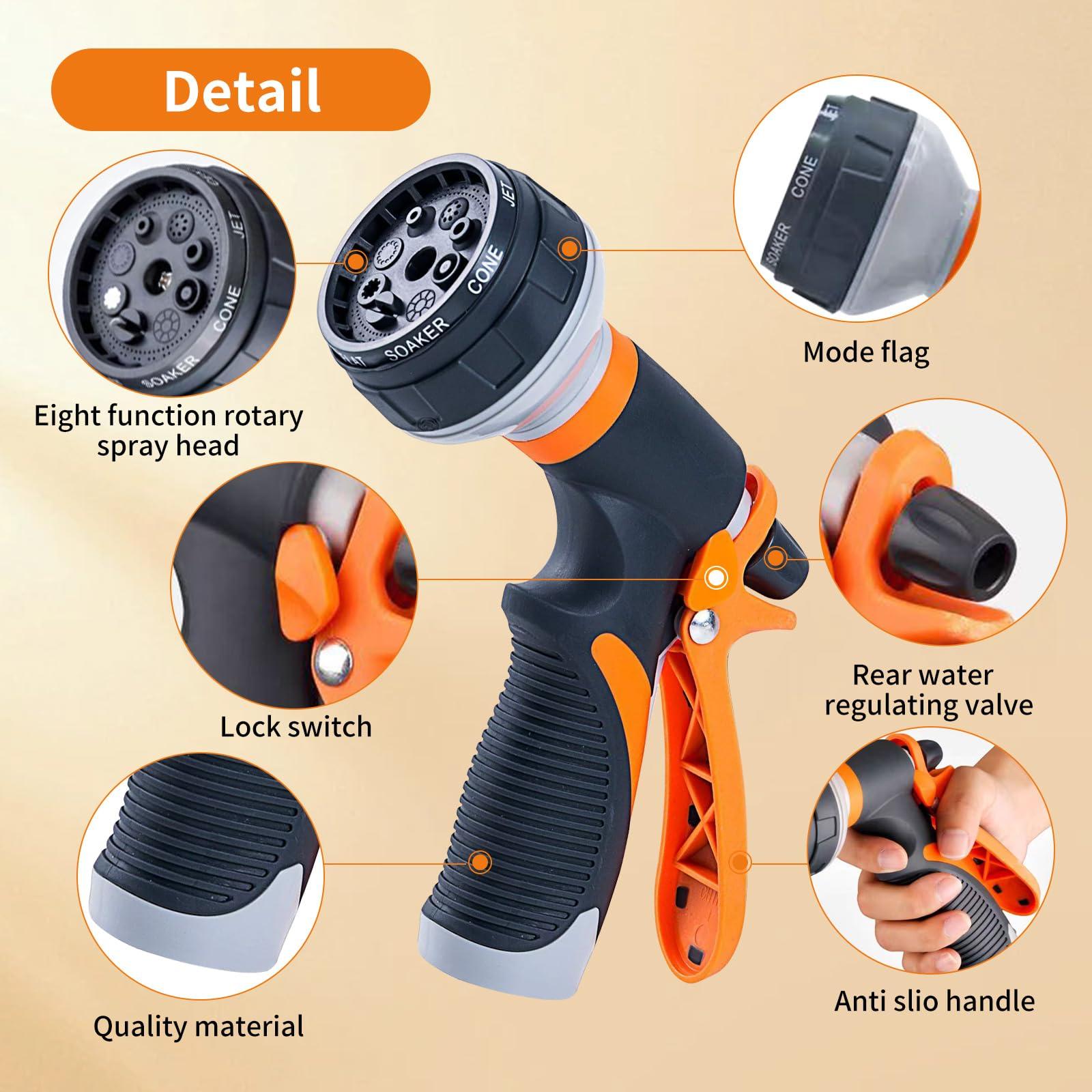 Garden Hose Nozzle Sprayer,Water Hose Sprayer with 8 Adjustable Spraying Modes,2 Pack High Pressure Nozzle Sprayer,Leak Proof Hand Sprayer for Watering Plants, Car and Pet Washing - Image 6