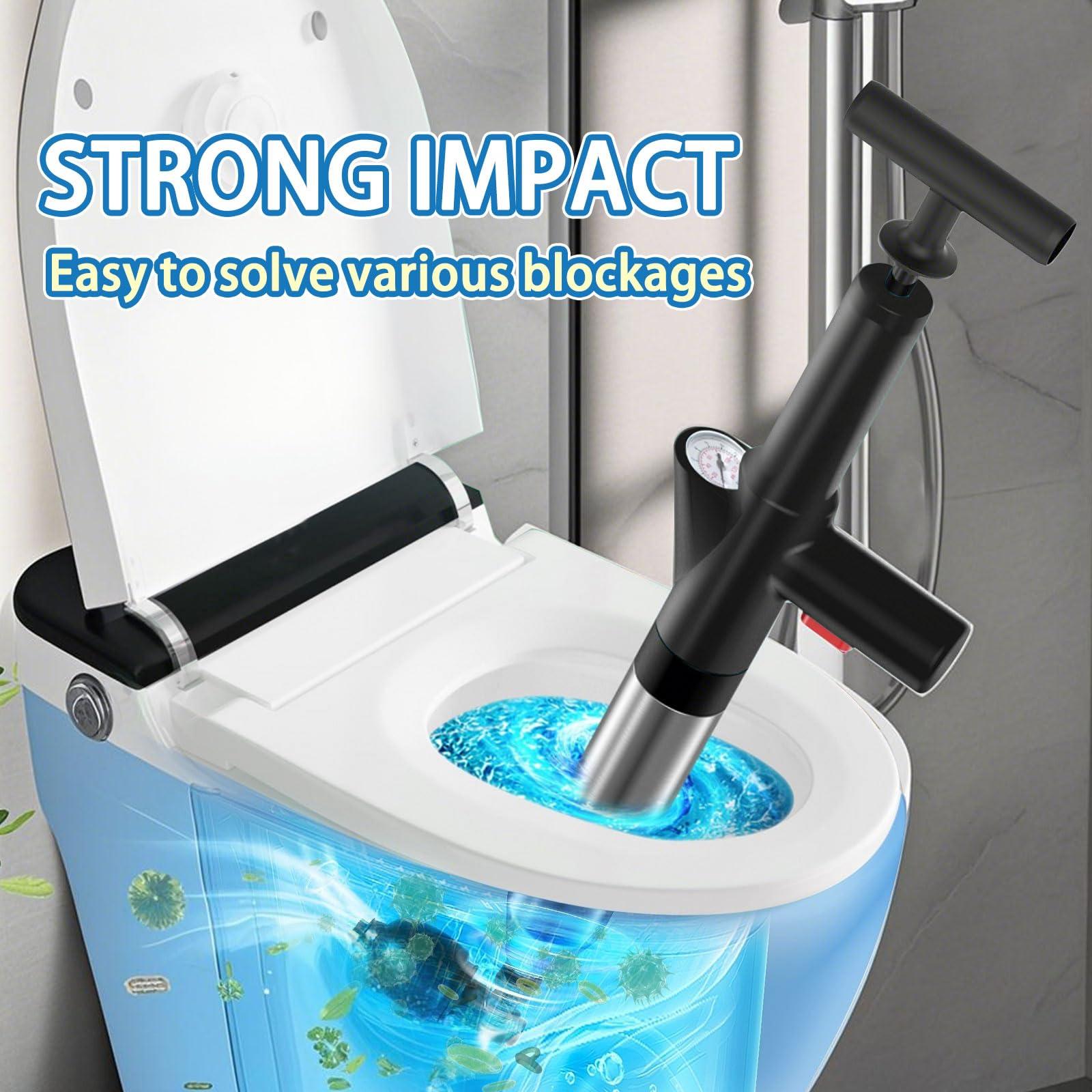 Toilet Plunger High Pressure Air Drain Blaster Gun Drain Clog Remover Tools Air Plunger Heavy Duty Drain Powerful Plungers for Toilet Unclog Toilet, Floor Drain, Bathroom（Black） - Image 2